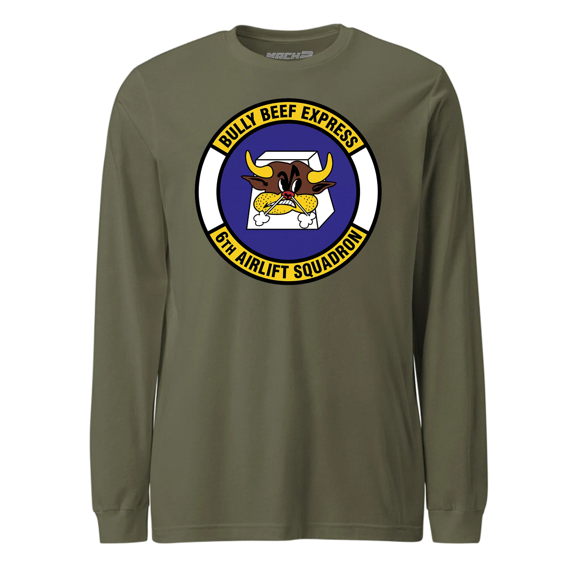 Mach2 Squadron Upload | 6TH AIRLIFT SQUADRON | Long Sleeve | OD Green | MACH-LONG-SLEEVE-FRONT-OD.jpg