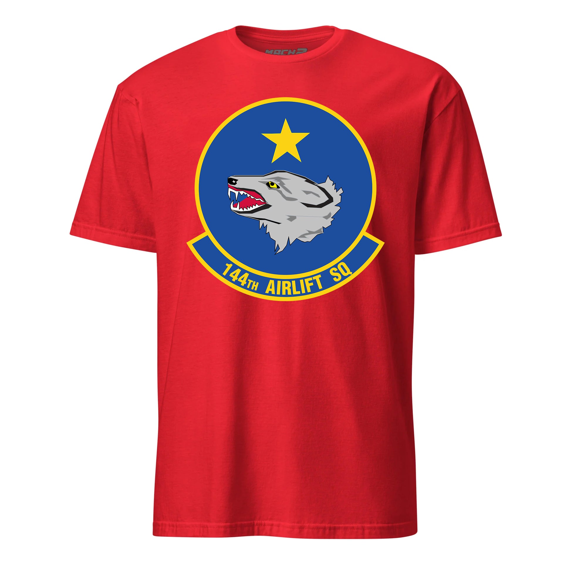 Mach2 Squadron Upload | 144TH AIRLIFT SQUADRON | T-Shirt | Red | MACH-SHORT-SLEEVE-FRONT-RED.jpg