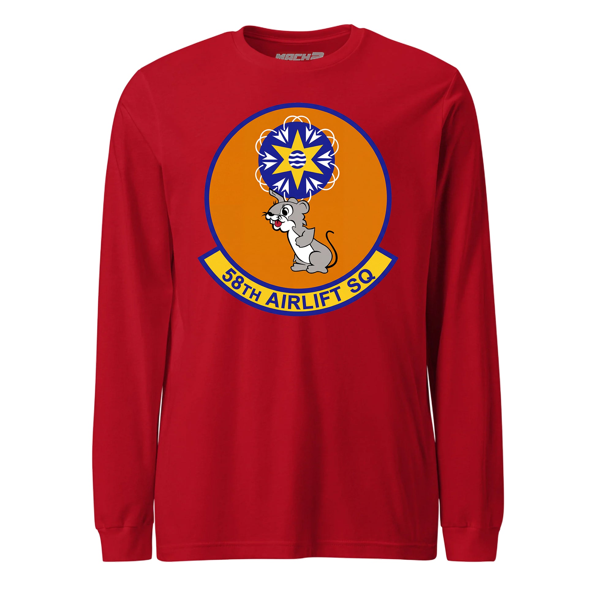 Mach2 Squadron Upload | 58TH AIRLIFT SQUADRON | Long Sleeve | Red | MACH-LONG-SLEEVE-FRONT-RED.jpg