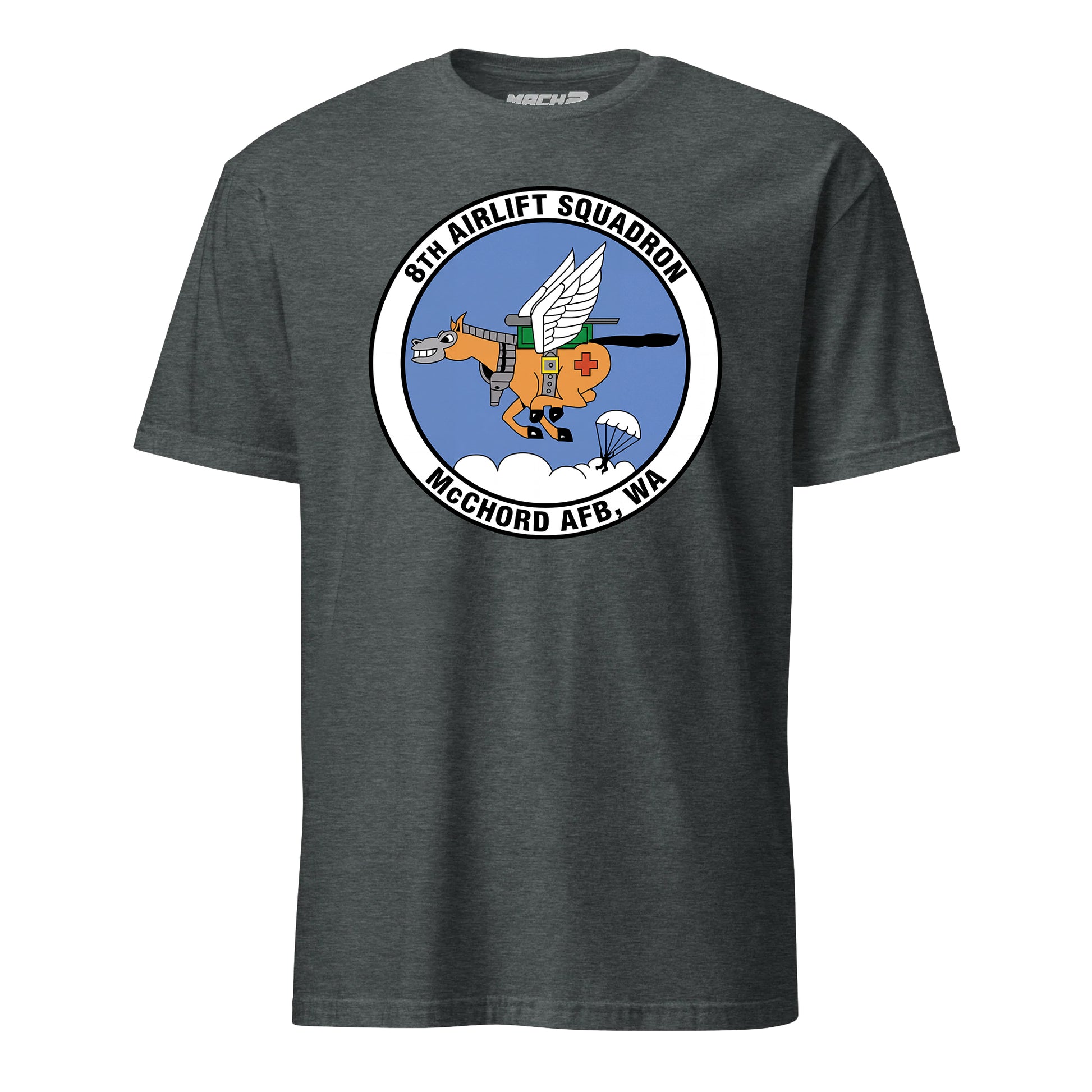 Mach2 Squadron Upload | 8TH AIRLIFT SQUADRON | T-Shirt | Charcoal Heather | MACH-SHORT-SLEEVE-FRONT-CHARCOAL.jpg