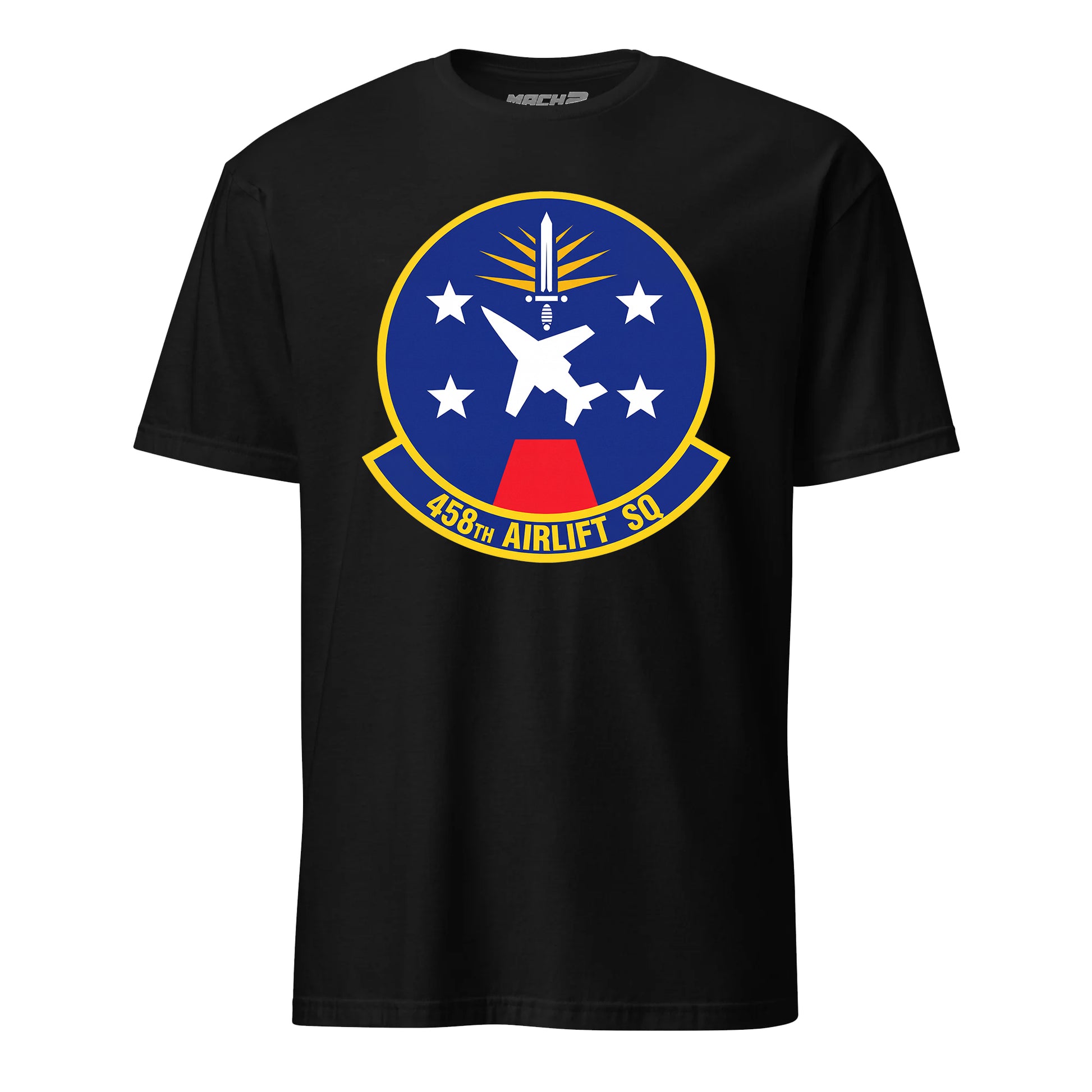 Mach2 Squadron Upload | 458TH AIRLIFT SQUADRON | T-Shirt | Black | MACH-SHORT-SLEEVE-FRONT-BLACK.jpg