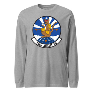 Mach2 Squadron Upload | 158TH AIRLIFT SQUADRON | Long Sleeve | Heather Grey | MACH-LONG-SLEEVE-FRONT-GREY.jpg