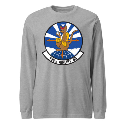 Mach2 Squadron Upload | 158TH AIRLIFT SQUADRON | Long Sleeve | Heather Grey | MACH-LONG-SLEEVE-FRONT-GREY.jpg