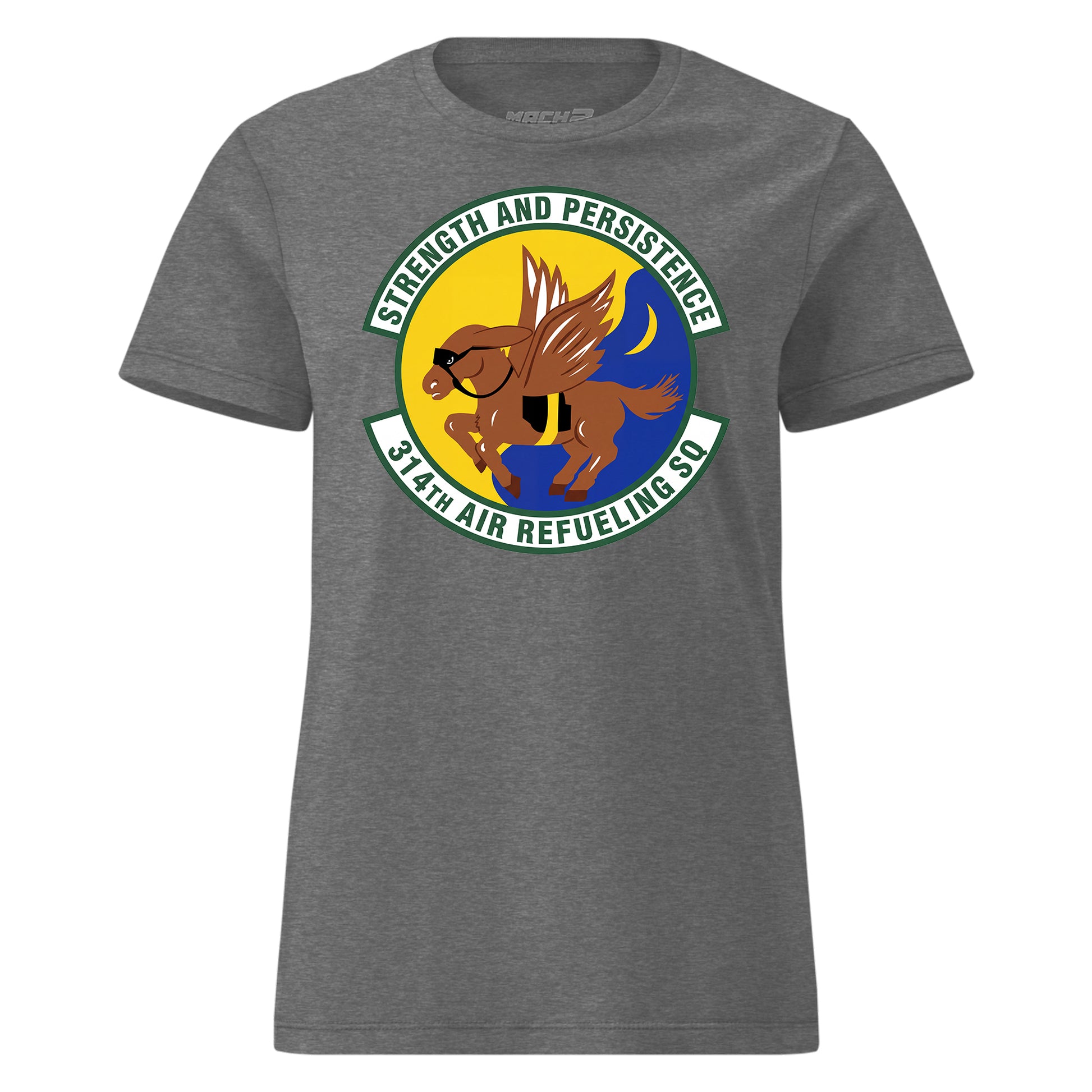 Mach2 Squadron Upload | 314TH AIR REFUELING SQUADRON | Womens | Charcoal Heather | MACH-WOMENS-FRONT-CHARCOAL.jpg
