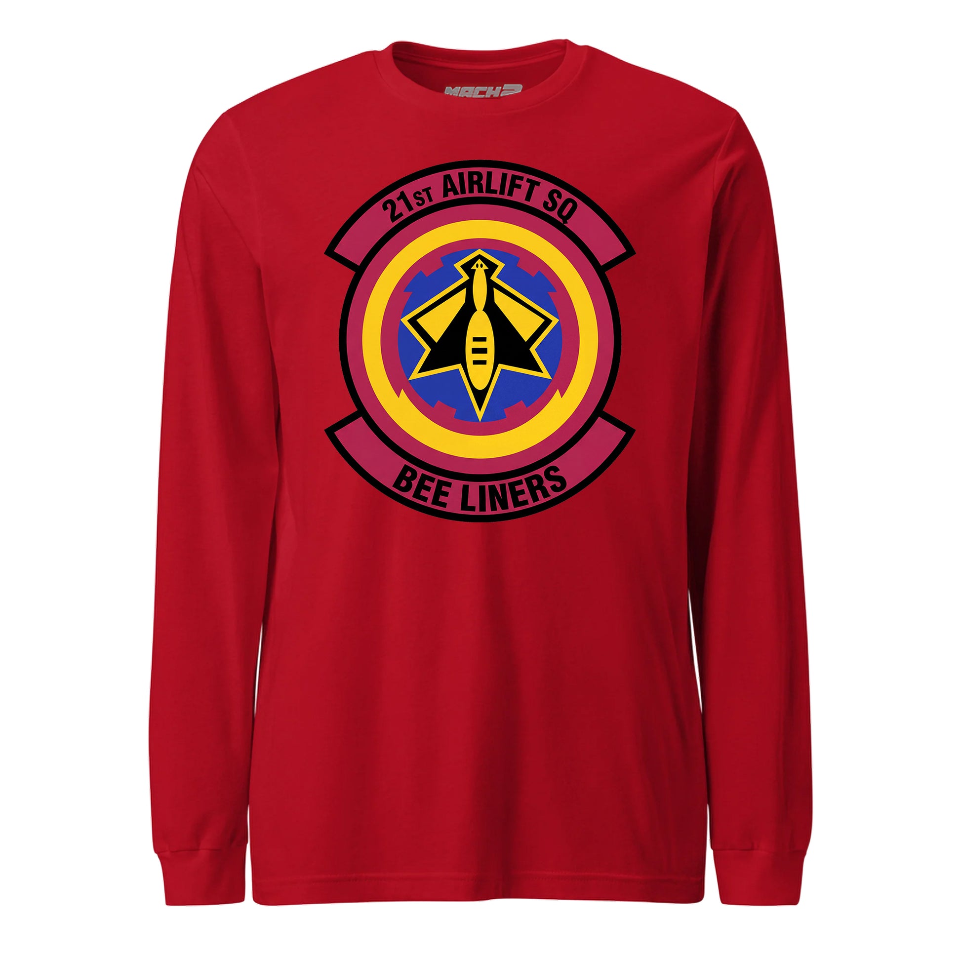 Mach2 Squadron Upload | 21ST AIRLIFT SQUADRON | Long Sleeve | Red | MACH-LONG-SLEEVE-FRONT-RED.jpg