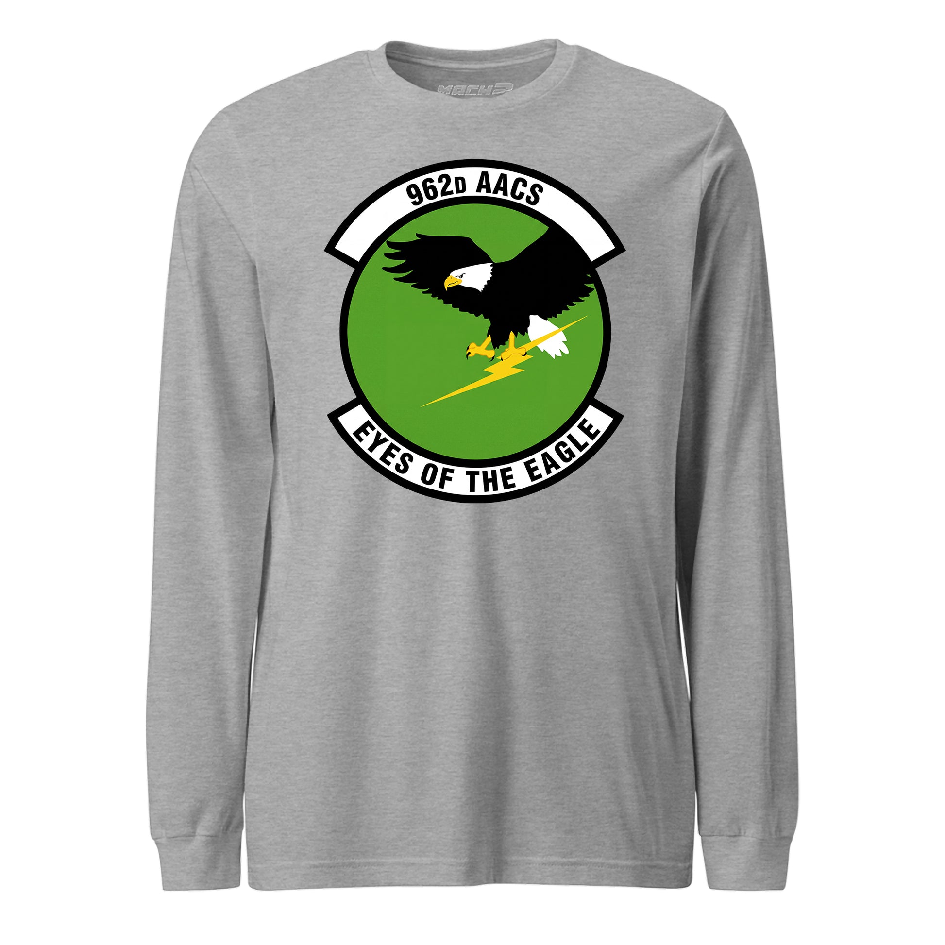 Mach2 Squadron Upload | 962ND AIRBORNE AIR CONTROL SQUADRON | Long Sleeve | Heather Grey | MACH-LONG-SLEEVE-FRONT-GREY.jpg