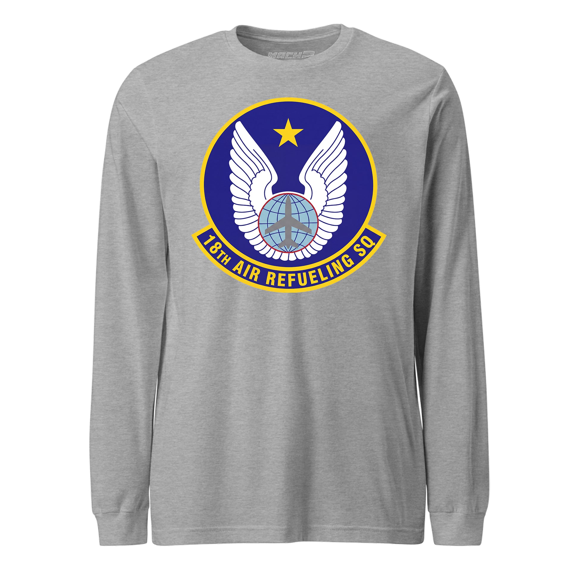 Mach2 Squadron Upload | 18TH AIR REFUELING SQUADRON | Long Sleeve | Heather Grey | MACH-LONG-SLEEVE-FRONT-GREY.jpg