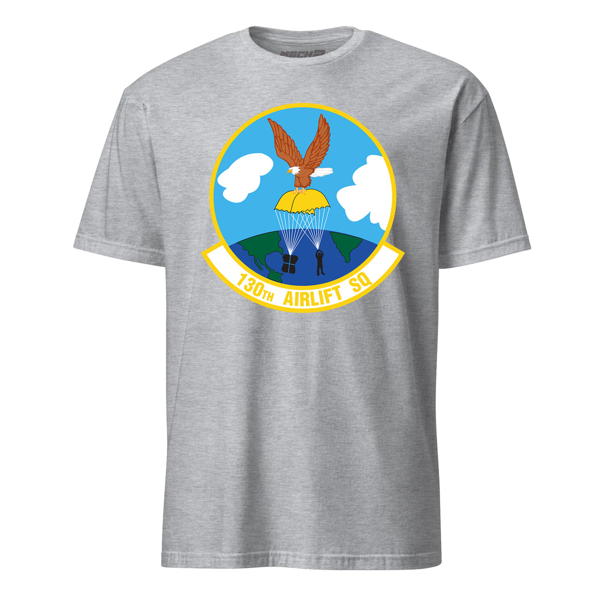 Mach2 Squadron Upload | 130TH AIRLIFT SQUADRON | T-Shirt | Heather Grey | MACH-SHORT-SLEEVE-FRONT-GREY.jpg