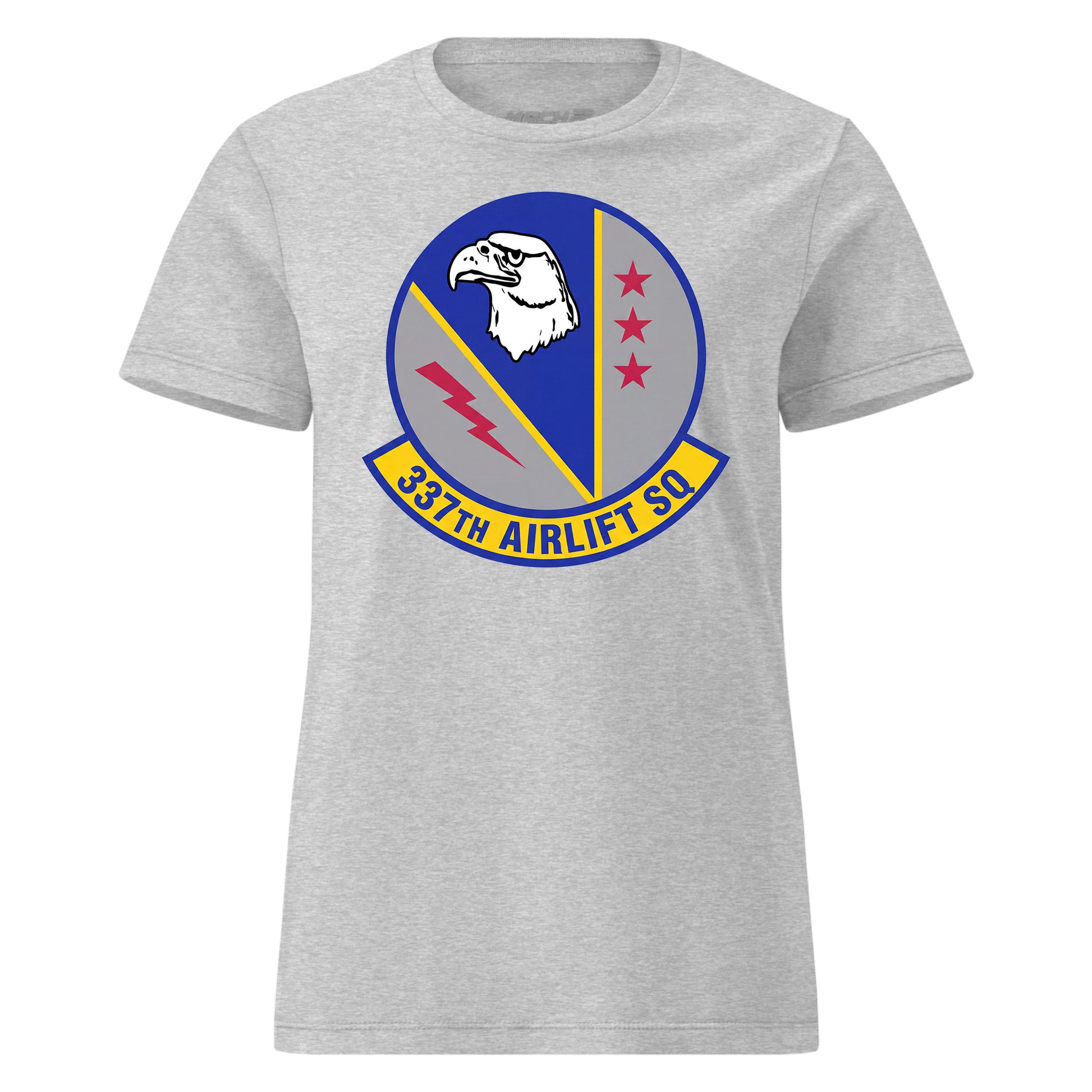 Mach2 Squadron Upload | 337TH AIRLIFT SQUADRON | Womens | Heather Grey | MACH-WOMENS-FRONT-GREY.jpg