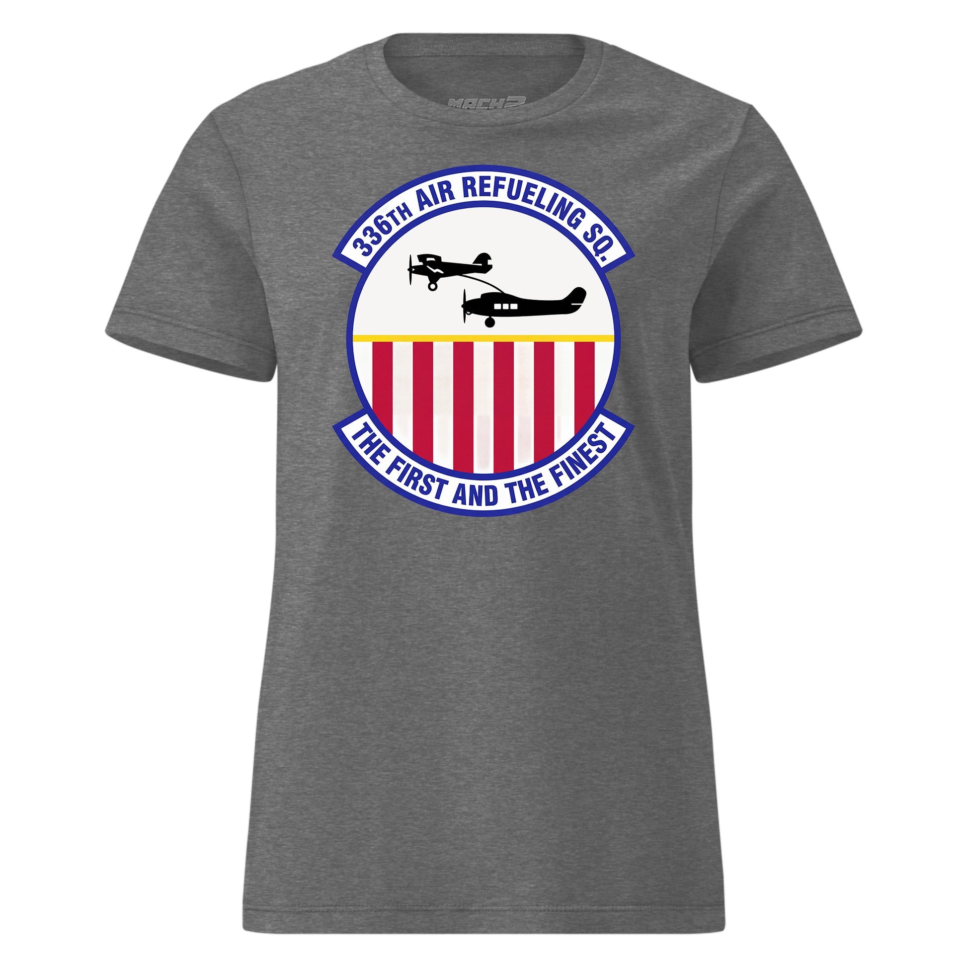 Mach2 Squadron Upload | 336TH AIR REFUELING SQUADRON | Womens | Charcoal Heather | MACH-WOMENS-FRONT-CHARCOAL.jpg