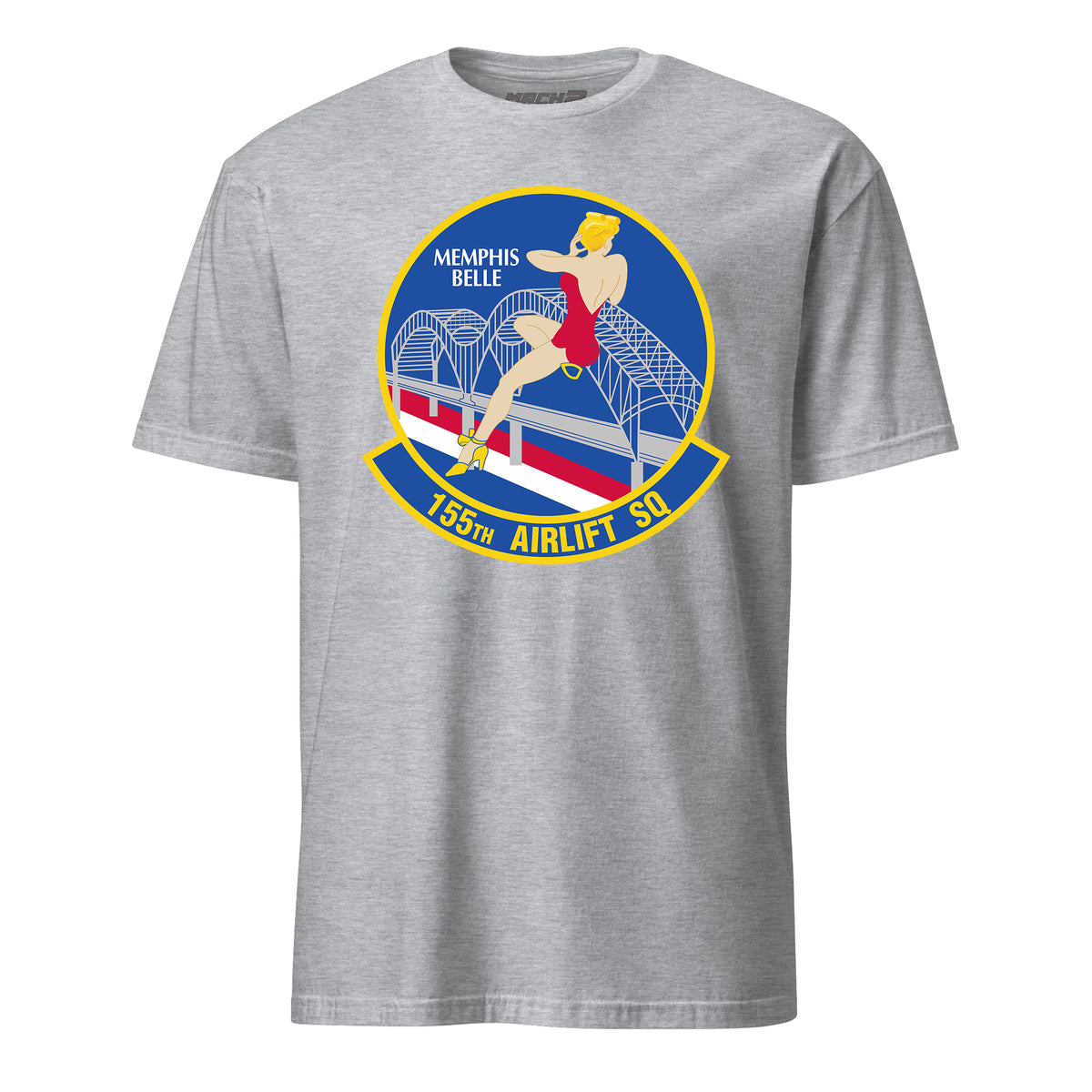 Mach2 Squadron Upload | 155TH AIRLIFT SQUADRON | T-Shirt | Heather Grey | MACH-SHORT-SLEEVE-FRONT-GREY.jpg