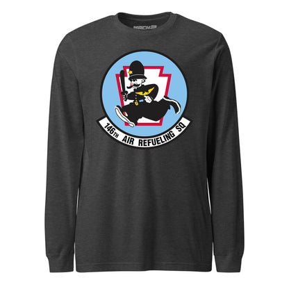 Mach2 Squadron Upload | 146TH AIR REFUELING SQUADRON | Long Sleeve | Charcoal Heather | MACH-LONG-SLEEVE-FRONT-CHARCOAL.jpg