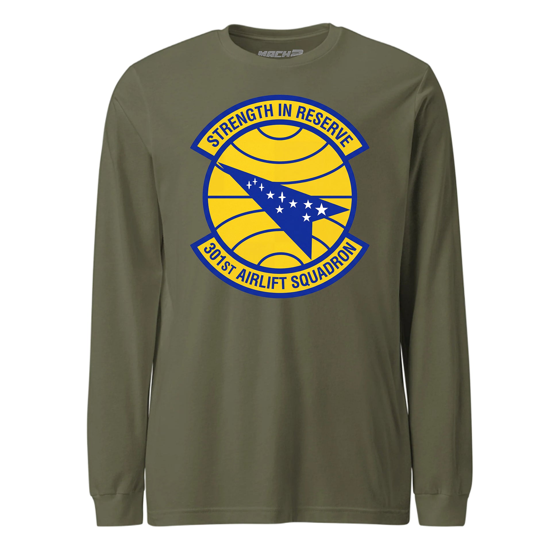 Mach2 Squadron Upload | 301ST AIRLIFT SQUADRON | Long Sleeve | OD Green | MACH-LONG-SLEEVE-FRONT-OD.jpg