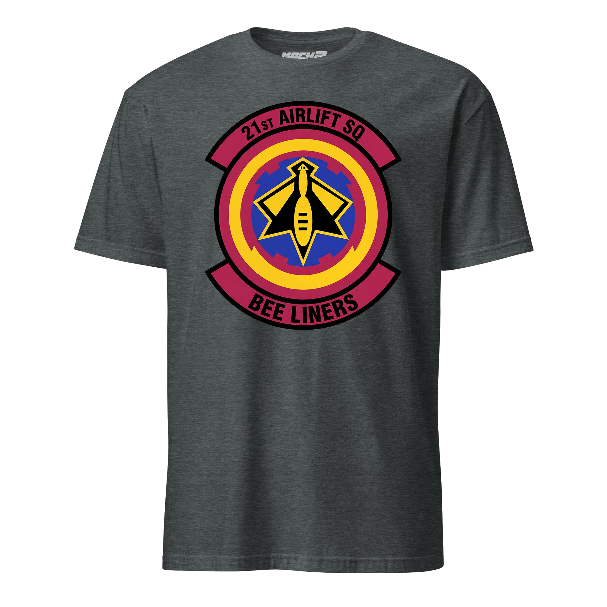 Mach2 Squadron Upload | 21ST AIRLIFT SQUADRON | T-Shirt | Charcoal Heather | MACH-SHORT-SLEEVE-FRONT-CHARCOAL.jpg