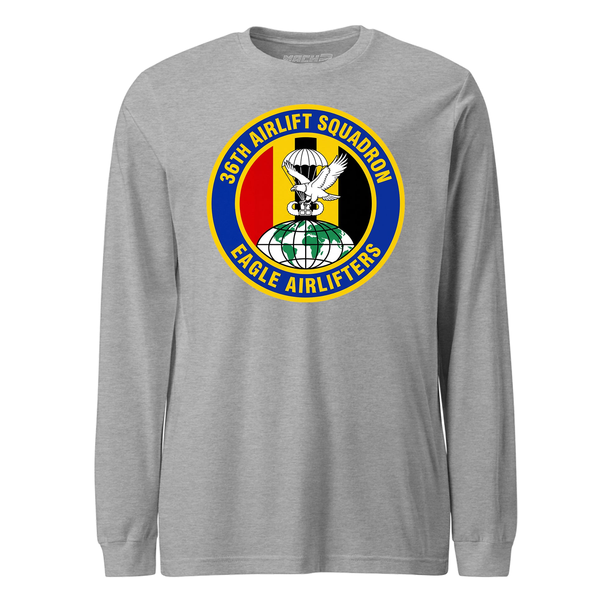 Mach2 Squadron Upload | 36TH AIRLIFT SQUADRON | Long Sleeve | Heather Grey | MACH-LONG-SLEEVE-FRONT-GREY.jpg