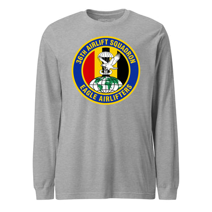 Mach2 Squadron Upload | 36TH AIRLIFT SQUADRON | Long Sleeve | Heather Grey | MACH-LONG-SLEEVE-FRONT-GREY.jpg
