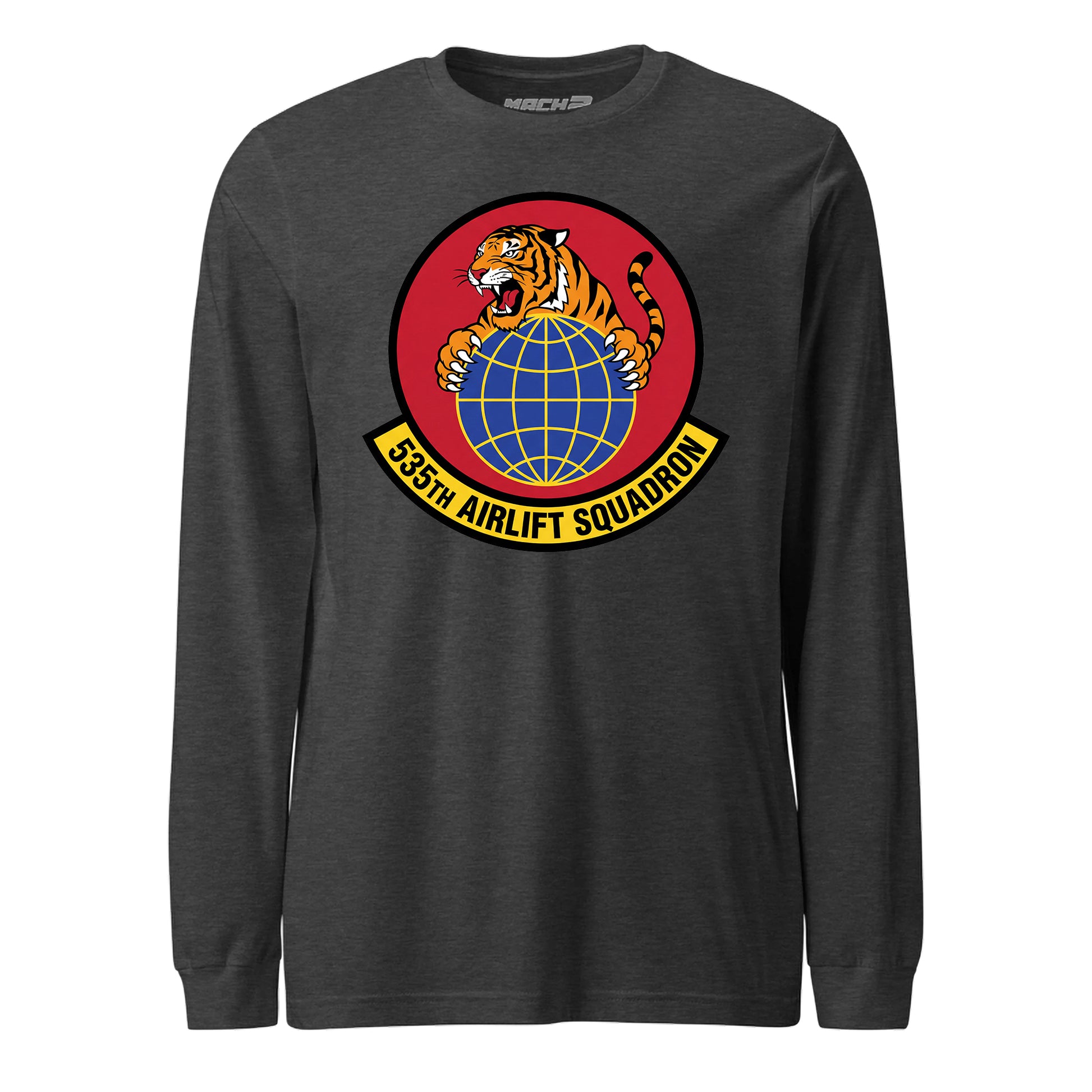 Mach2 Squadron Upload | 535TH AIRLIFT SQUADRON | Long Sleeve | Charcoal Heather | MACH-LONG-SLEEVE-FRONT-CHARCOAL.jpg