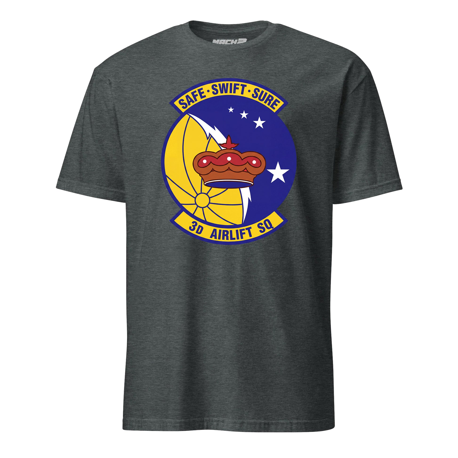 Mach2 Squadron Upload | 3RD AIRLIFT SQUADRON | T-Shirt | Charcoal Heather | MACH-SHORT-SLEEVE-FRONT-CHARCOAL.jpg
