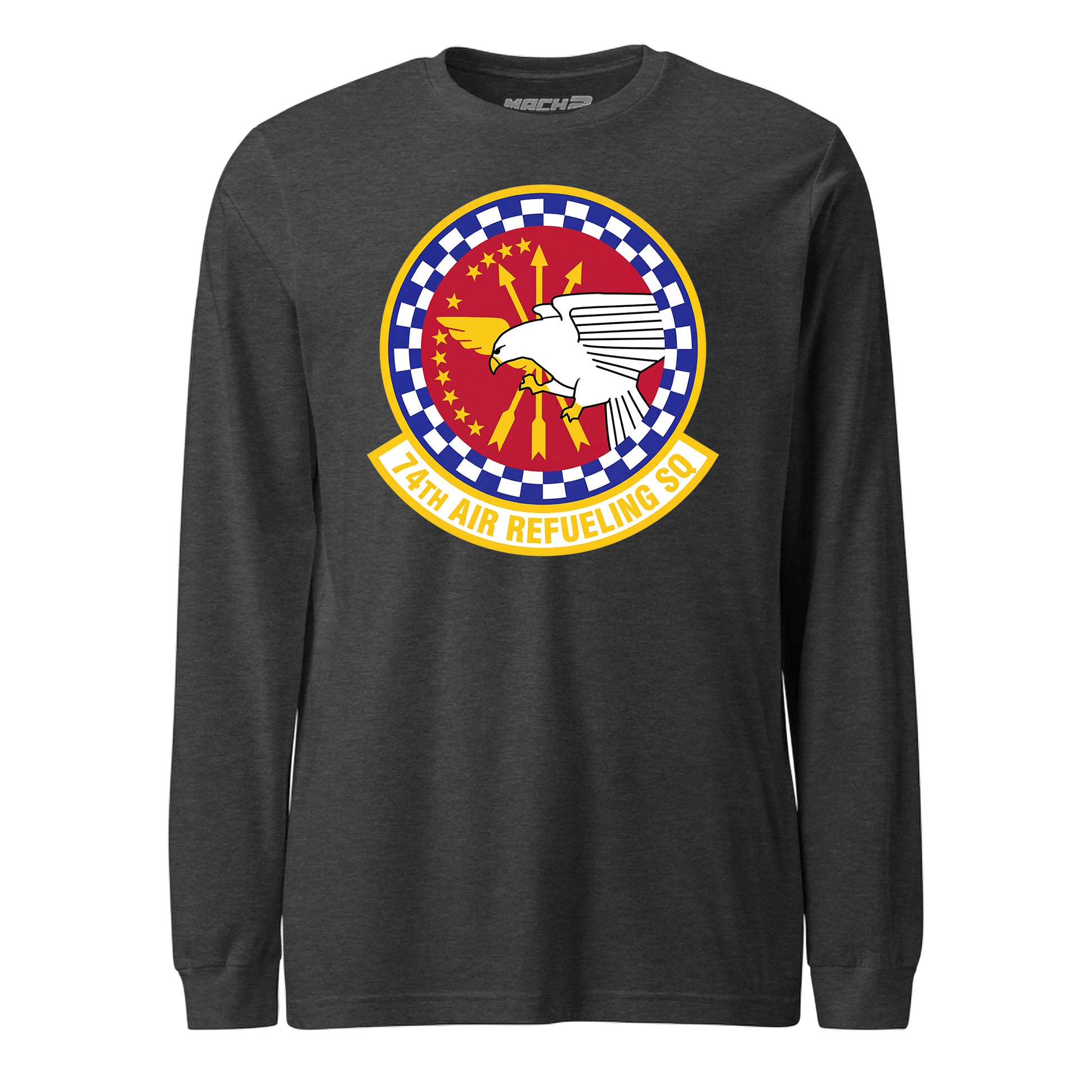 Mach2 Squadron Upload | 74TH AIR REFUELING SQUADRON | Long Sleeve | Charcoal Heather | MACH-LONG-SLEEVE-FRONT-CHARCOAL.jpg