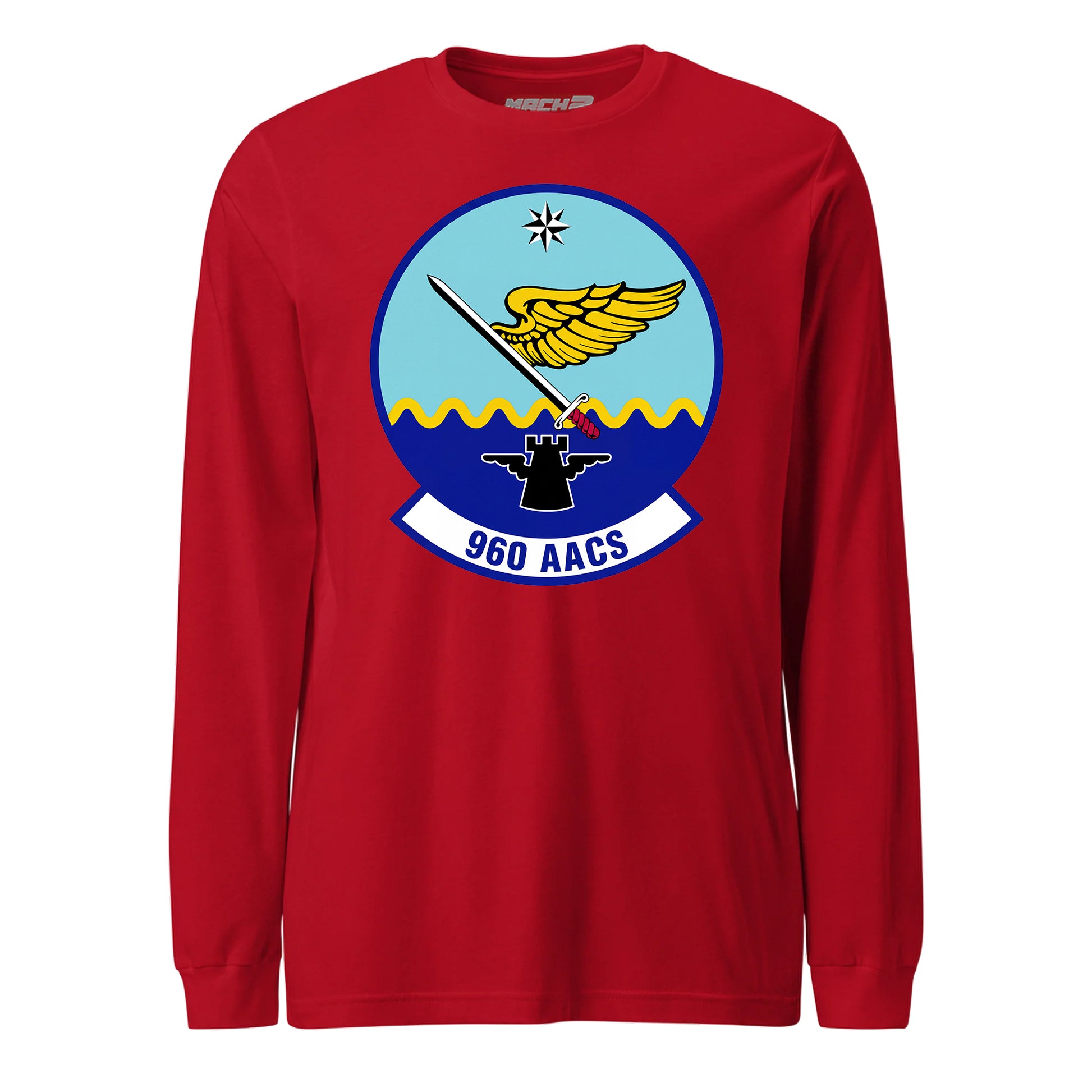 Mach2 Squadron Upload | 960TH AIRBORNE AIR CONTROL SQUADRON | Long Sleeve | Red | MACH-LONG-SLEEVE-FRONT-RED.jpg