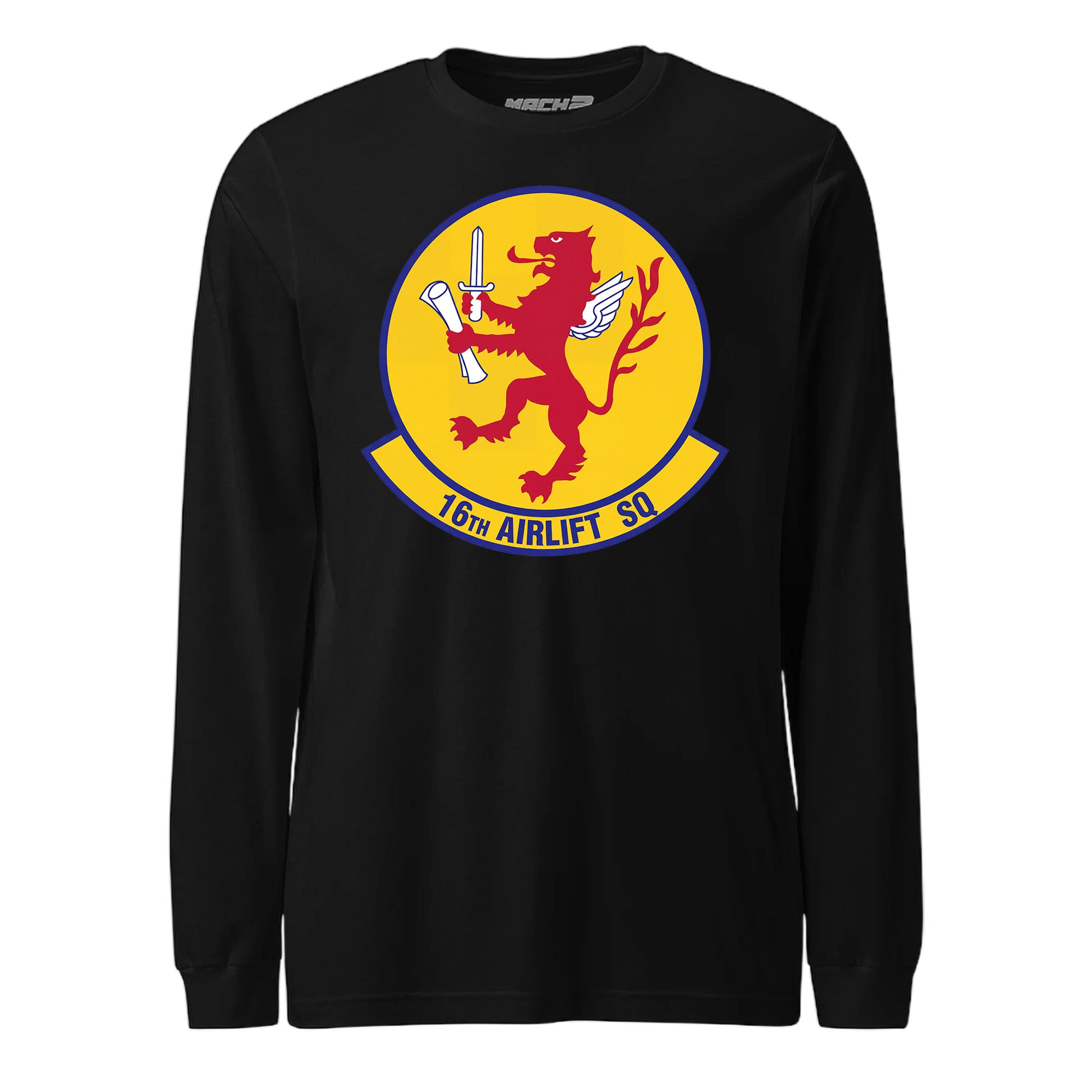 Mach2 Squadron Upload | 16TH AIRLIFT SQUADRON | Long Sleeve | Black | MACH-LONG-SLEEVE-FRONT-BLACK.jpg