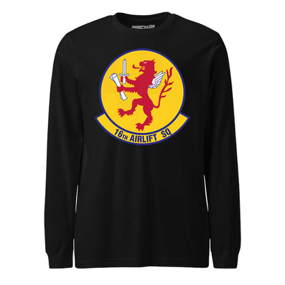 Mach2 Squadron Upload | 16TH AIRLIFT SQUADRON | Long Sleeve | Black | MACH-LONG-SLEEVE-FRONT-BLACK.jpg