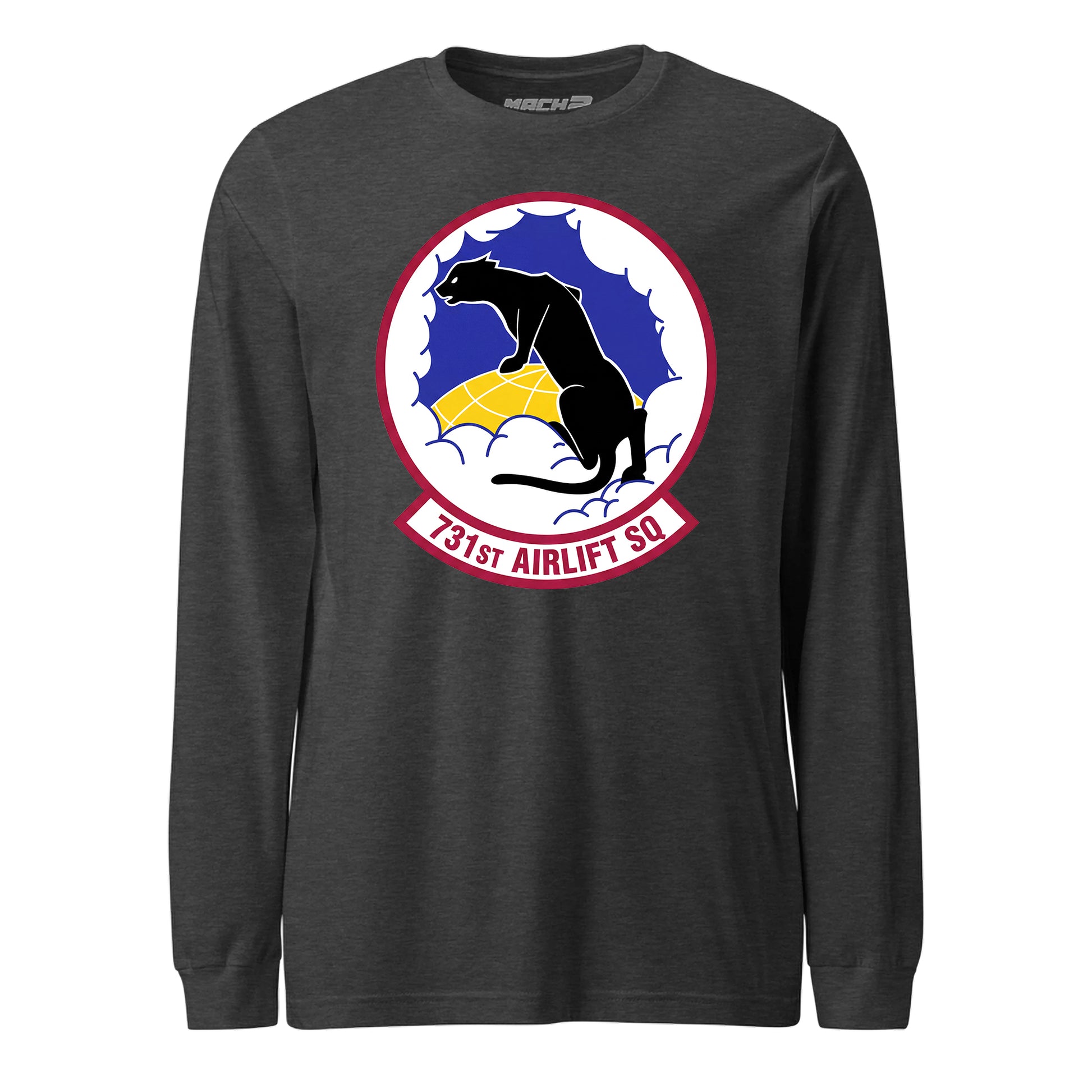 Mach2 Squadron Upload | 731ST AIRLIFT SQUADRON | Long Sleeve | Charcoal Heather | MACH-LONG-SLEEVE-FRONT-CHARCOAL.jpg