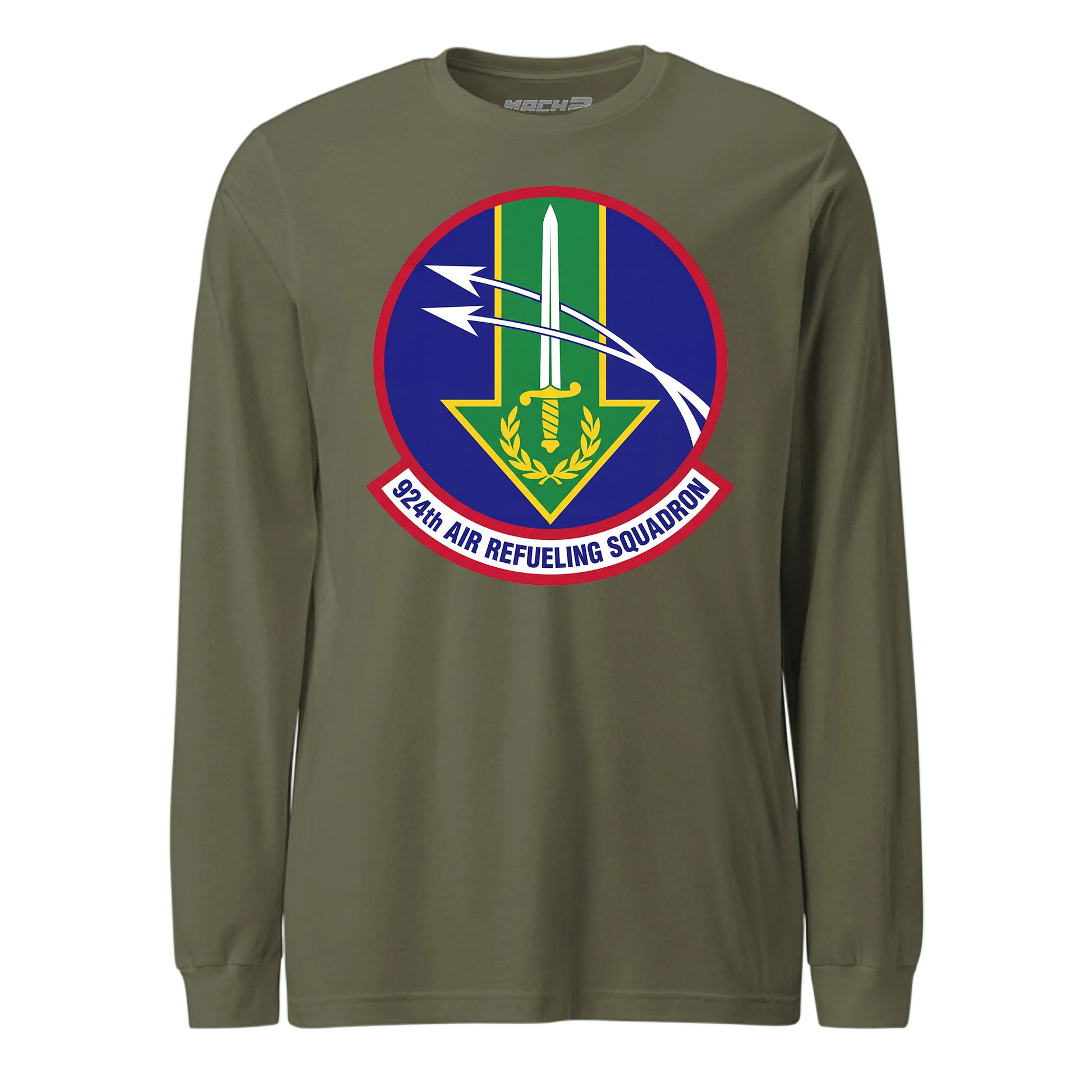 Mach2 Squadron Upload | 924TH AIR REFUELING SQUADRON | Long Sleeve | OD Green | MACH-LONG-SLEEVE-FRONT-OD.jpg