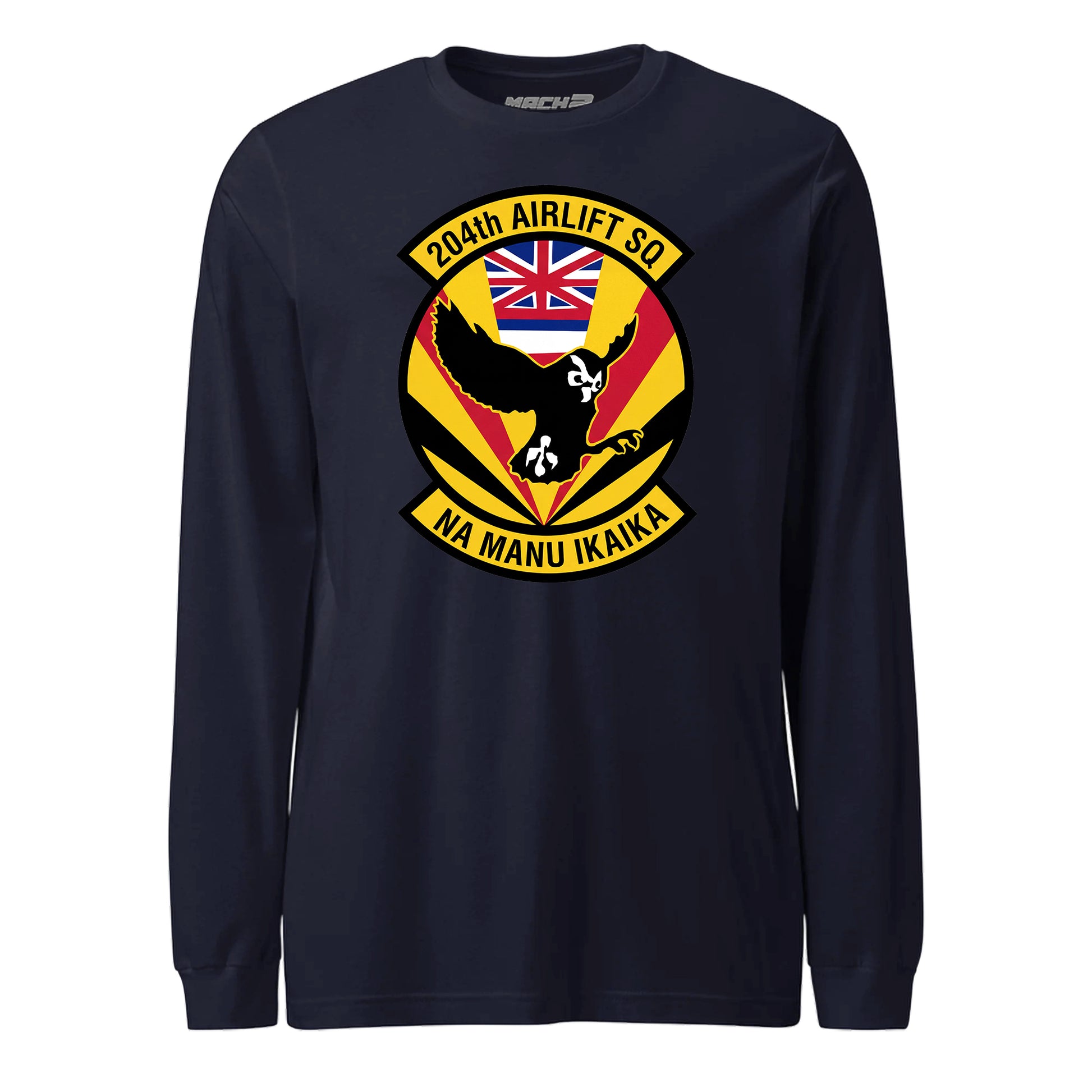 Mach2 Squadron Upload | 204TH AIRLIFT SQUADRON | Long Sleeve | Navy | MACH-LONG-SLEEVE-FRONT-NAVY.jpg