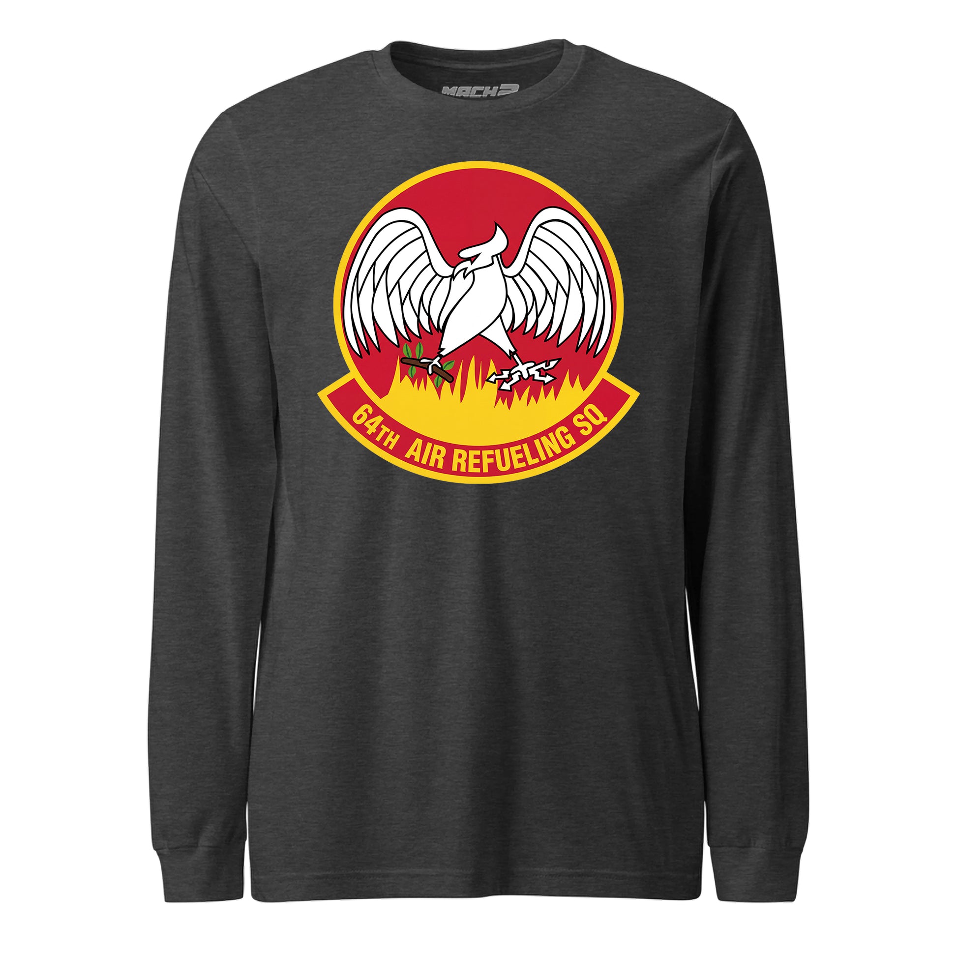 Mach2 Squadron Upload | 64TH AIR REFUELING SQUADRON | Long Sleeve | Charcoal Heather | MACH-LONG-SLEEVE-FRONT-CHARCOAL.jpg