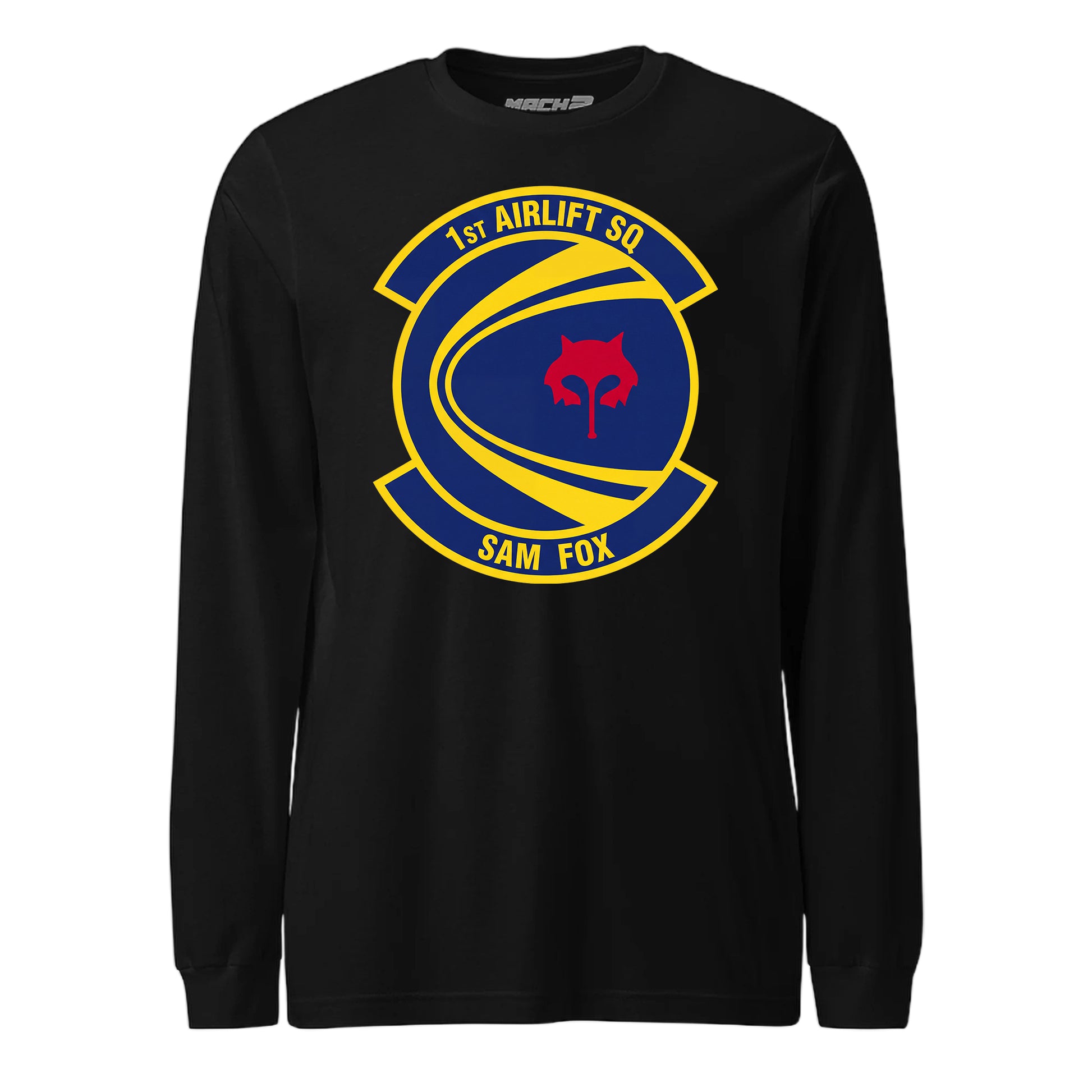 Mach2 Squadron Upload | 1ST AIRLIFT SQUADRON | Long Sleeve | Black | MACH-LONG-SLEEVE-FRONT-BLACK.jpg