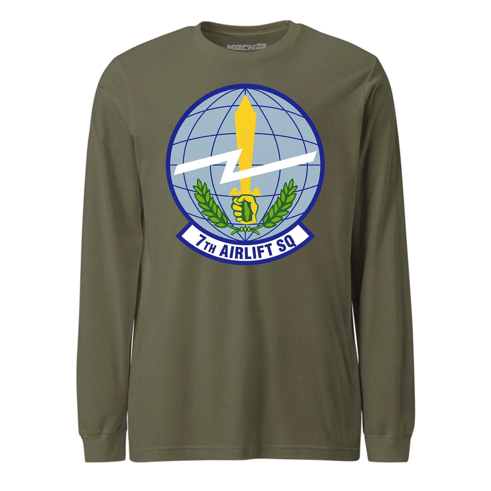Mach2 Squadron Upload | 7TH AIRLIFT SQUADRON | Long Sleeve | OD Green | MACH-LONG-SLEEVE-FRONT-OD.jpg