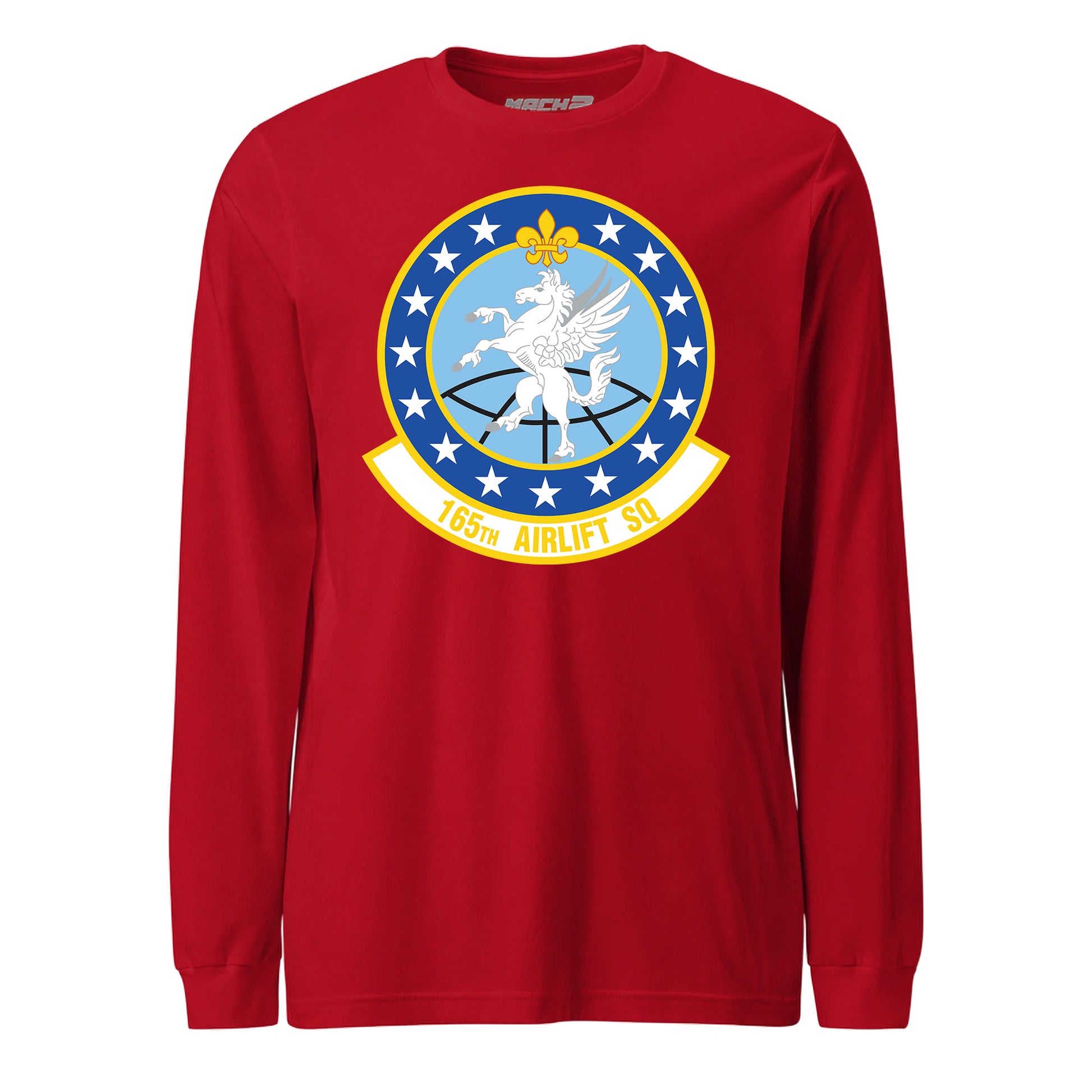 Mach2 Squadron Upload | 165TH AIRLIFT SQUADRON | Long Sleeve | Red | MACH-LONG-SLEEVE-FRONT-RED.jpg