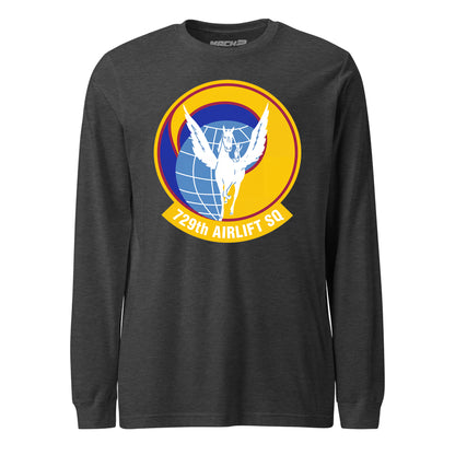 Mach2 Squadron Upload | 729TH AIRLIFT SQUADRON | Long Sleeve | Charcoal Heather | MACH-LONG-SLEEVE-FRONT-CHARCOAL.jpg