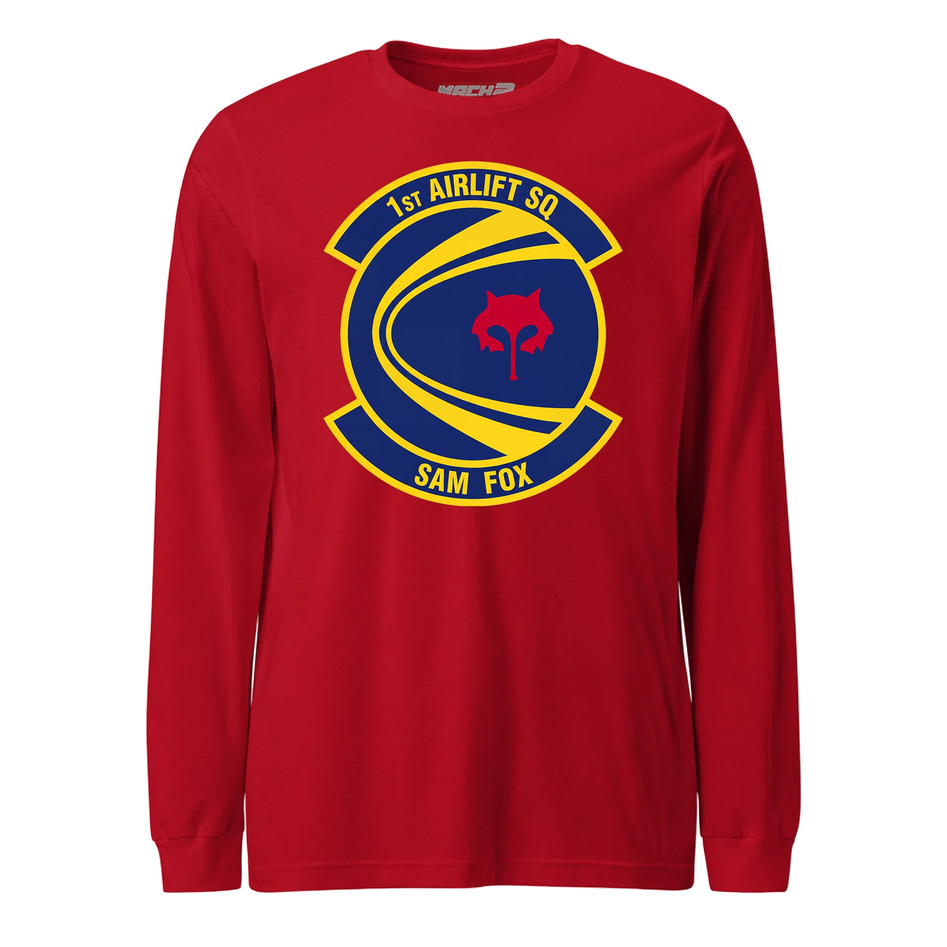 Mach2 Squadron Upload | 1ST AIRLIFT SQUADRON | Long Sleeve | Red | MACH-LONG-SLEEVE-FRONT-RED.jpg