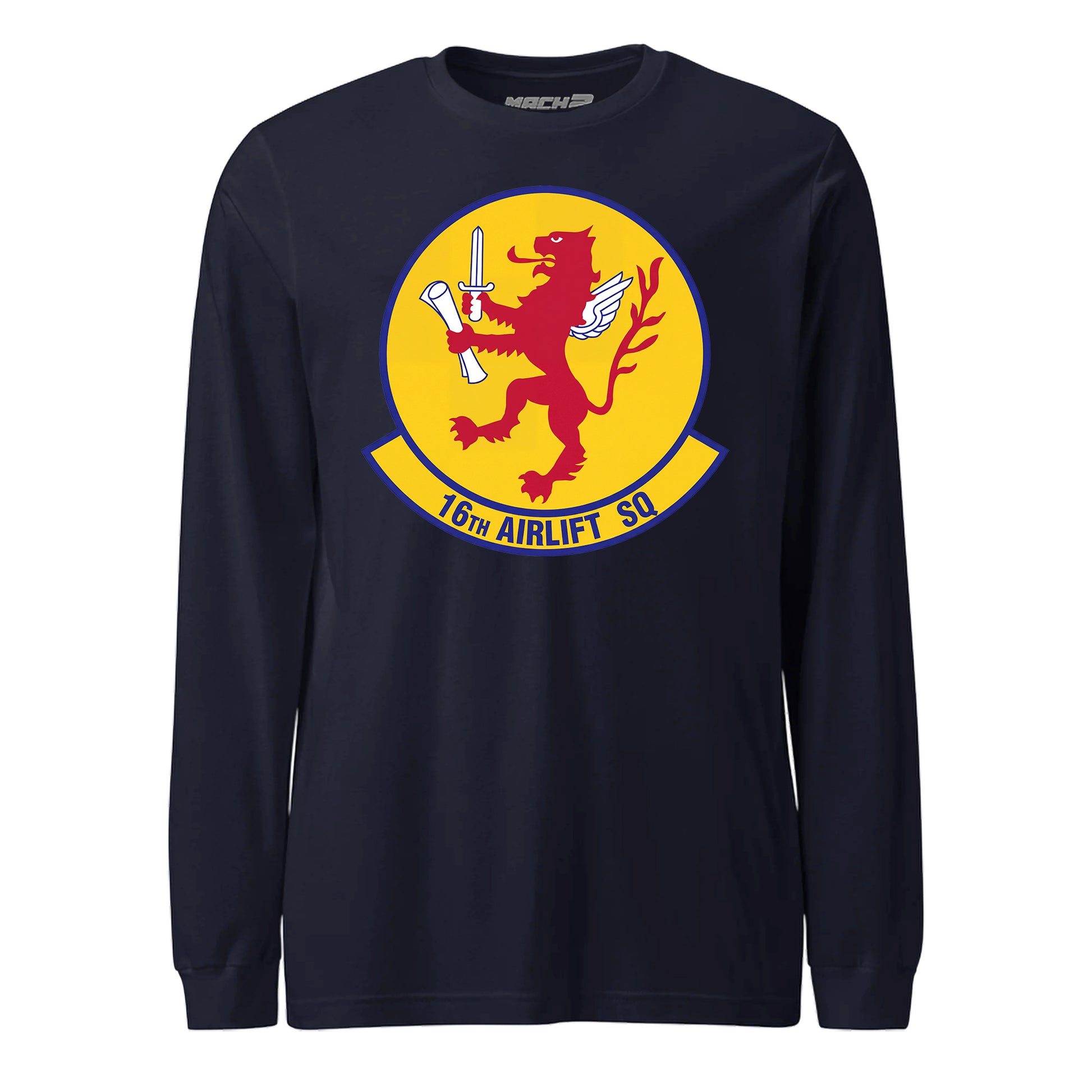 Mach2 Squadron Upload | 16TH AIRLIFT SQUADRON | Long Sleeve | Navy | MACH-LONG-SLEEVE-FRONT-NAVY.jpg