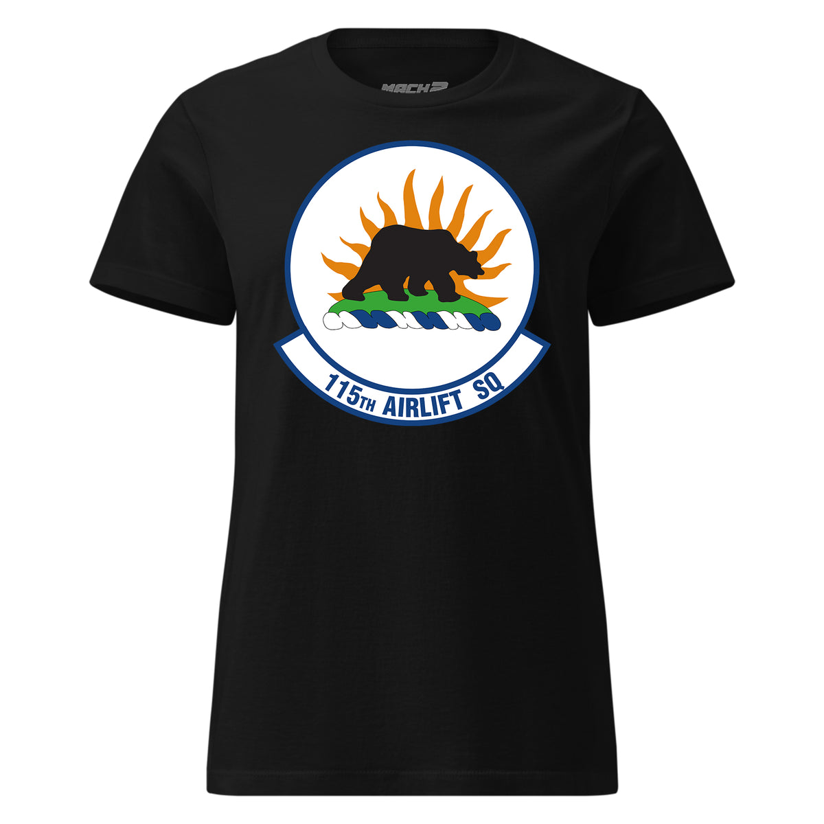 Mach2 Squadron Upload | 115TH AIRLIFT SQUADRON | Womens | Black | MACH-WOMENS-FRONT-BLACK.jpg