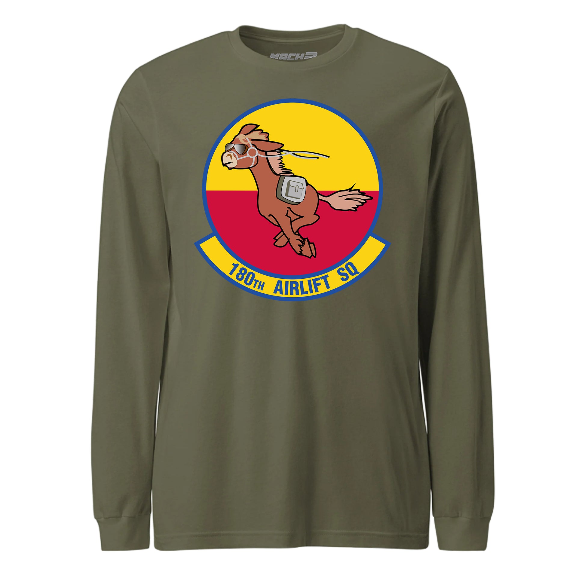 Mach2 Squadron Upload | 180TH AIRLIFT SQUADRON | Long Sleeve | OD Green | MACH-LONG-SLEEVE-FRONT-OD.jpg