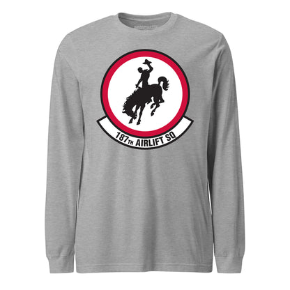 Mach2 Squadron Upload | 187TH AIRLIFT SQUADRON | Long Sleeve | Heather Grey | MACH-LONG-SLEEVE-FRONT-GREY.jpg