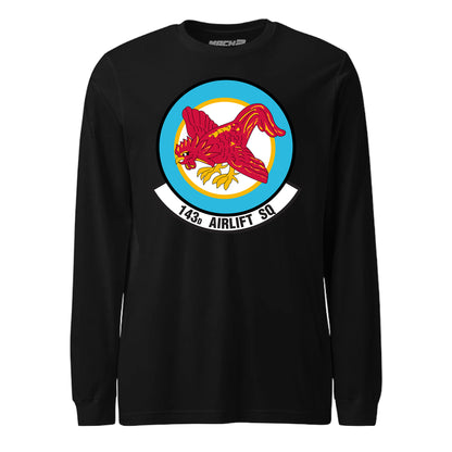 Mach2 Squadron Upload | 143RD AIRLIFT SQUADRON | Long Sleeve | Black | MACH-LONG-SLEEVE-FRONT-BLACK.jpg