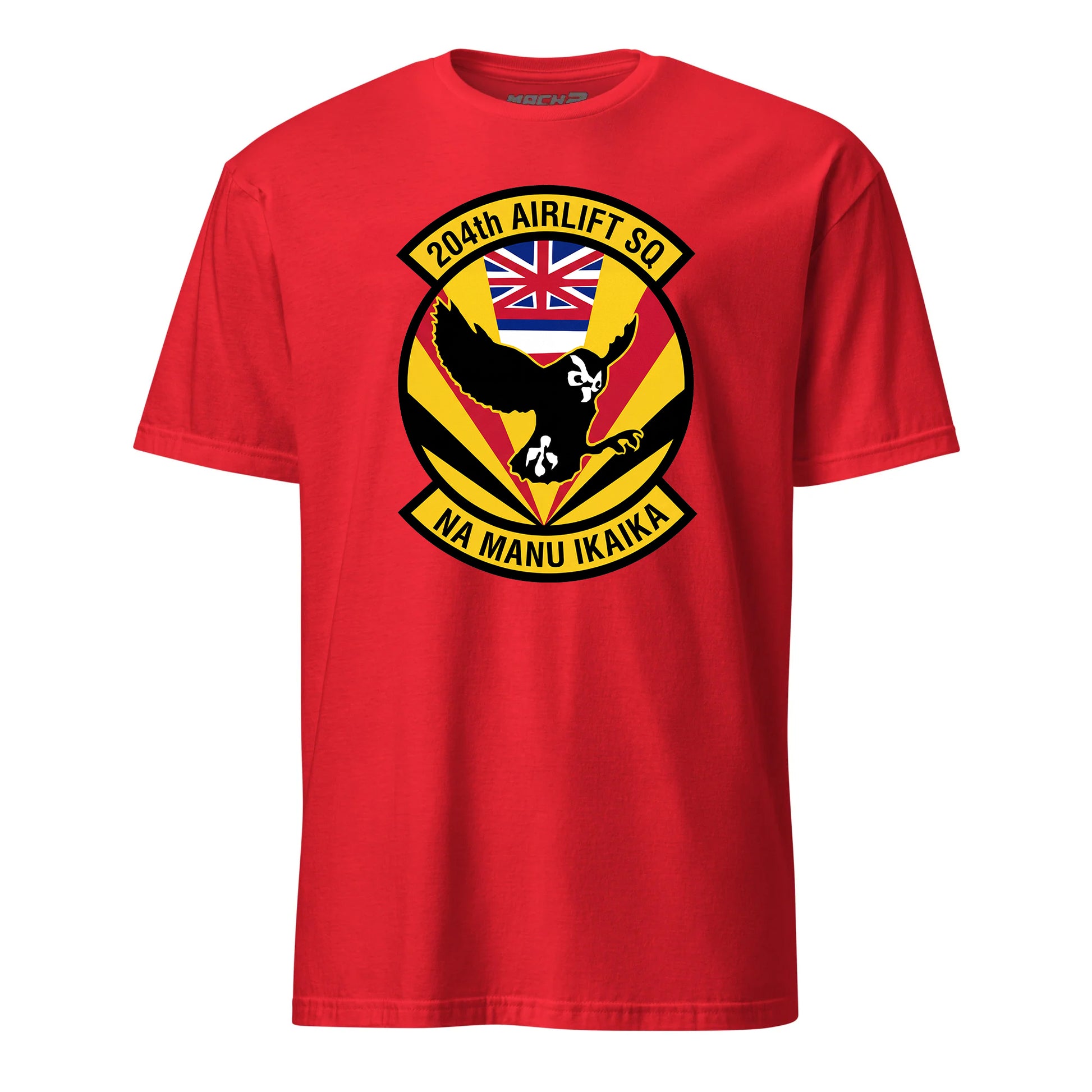 Mach2 Squadron Upload | 204TH AIRLIFT SQUADRON | T-Shirt | Red | MACH-SHORT-SLEEVE-FRONT-RED.jpg