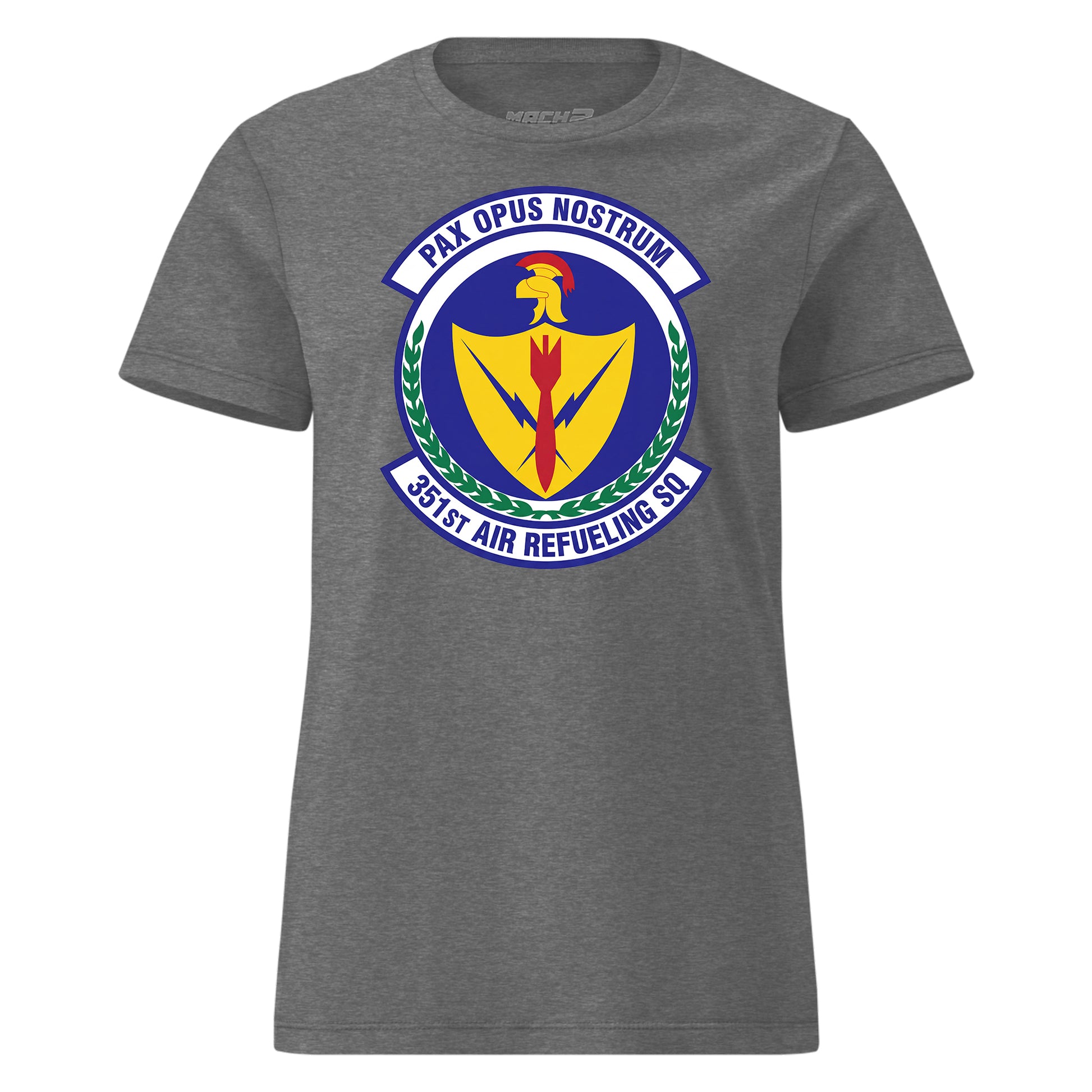 Mach2 Squadron Upload | 351ST AIR REFUELING SQUADRON | Womens | Charcoal Heather | MACH-WOMENS-FRONT-CHARCOAL.jpg