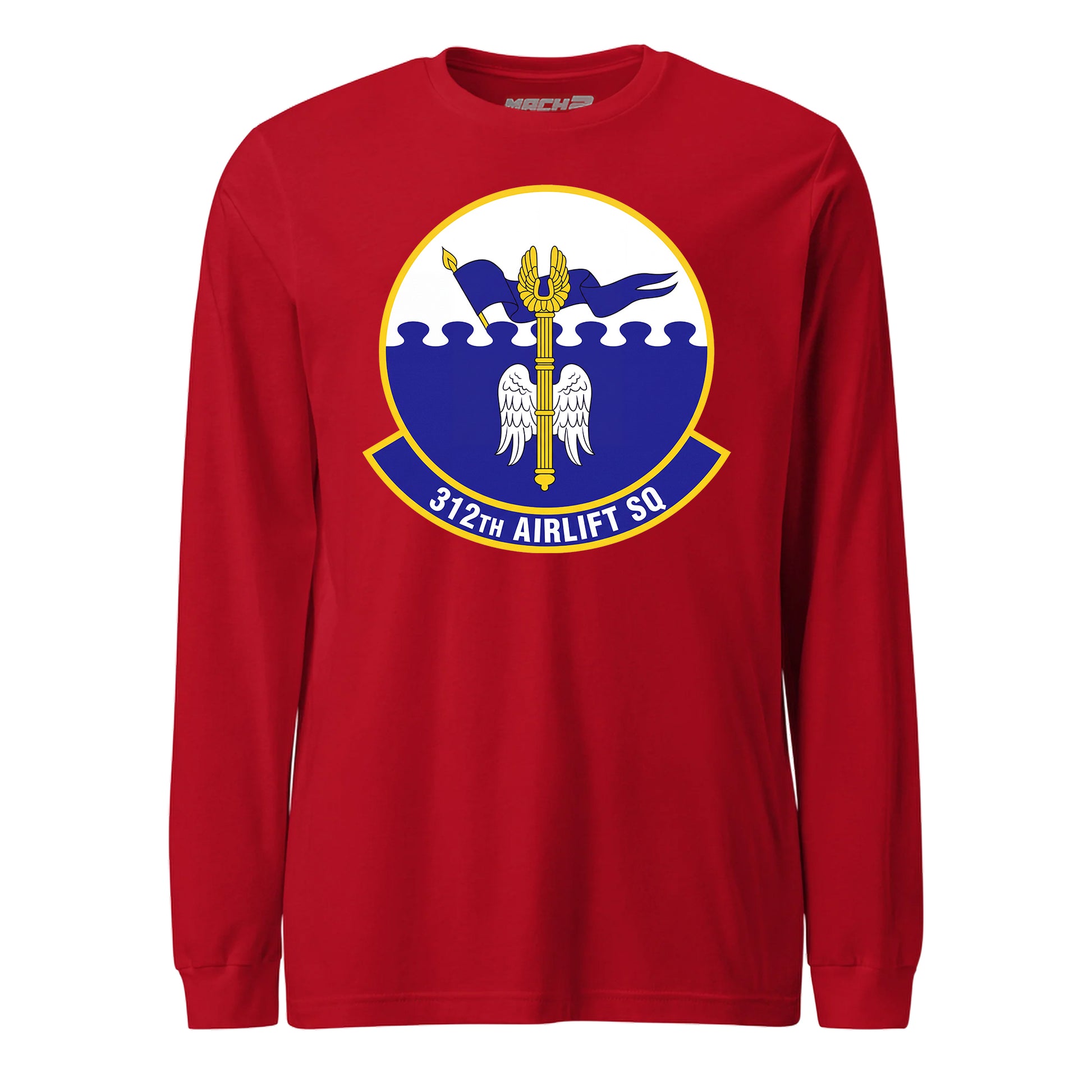 Mach2 Squadron Upload | 312TH AIRLIFT SQUADRON | Long Sleeve | Red | MACH-LONG-SLEEVE-FRONT-RED.jpg