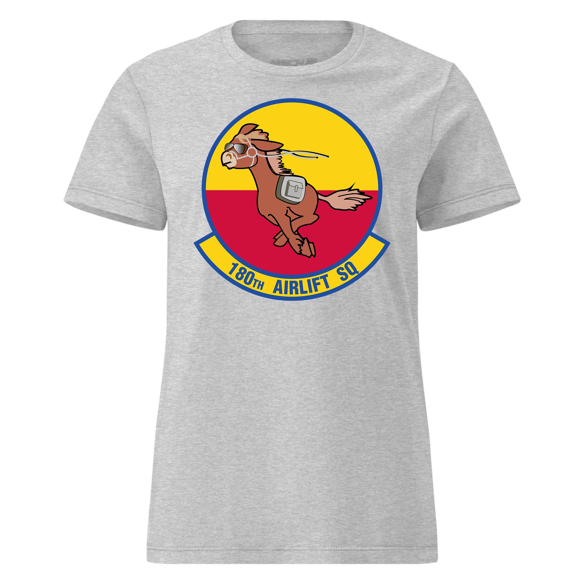Mach2 Squadron Upload | 180TH AIRLIFT SQUADRON | Womens | Heather Grey | MACH-WOMENS-FRONT-GREY.jpg