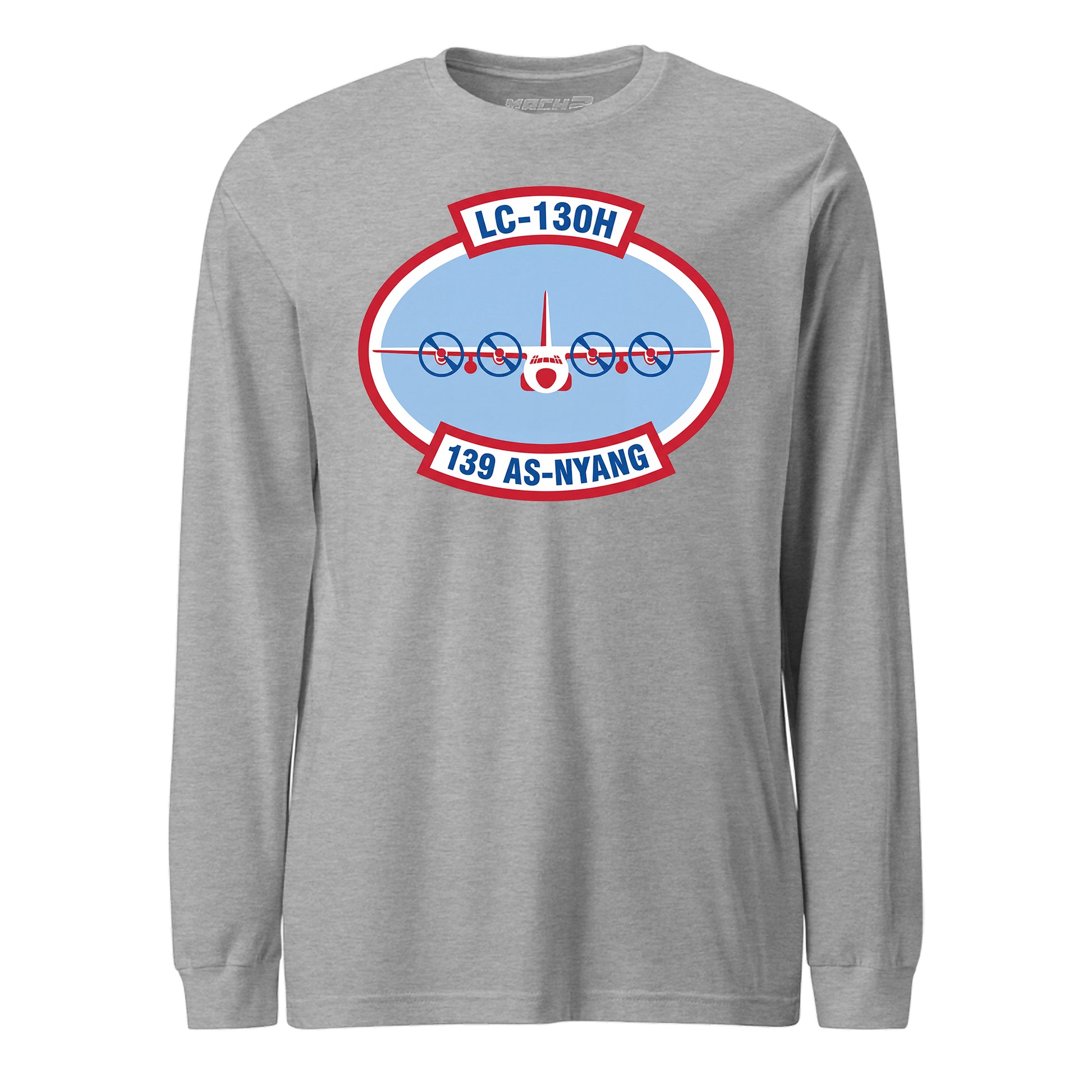 Mach2 Squadron Upload | 139TH AIRLIFT SQUADRON | Long Sleeve | Heather Grey | MACH-LONG-SLEEVE-FRONT-GREY.jpg