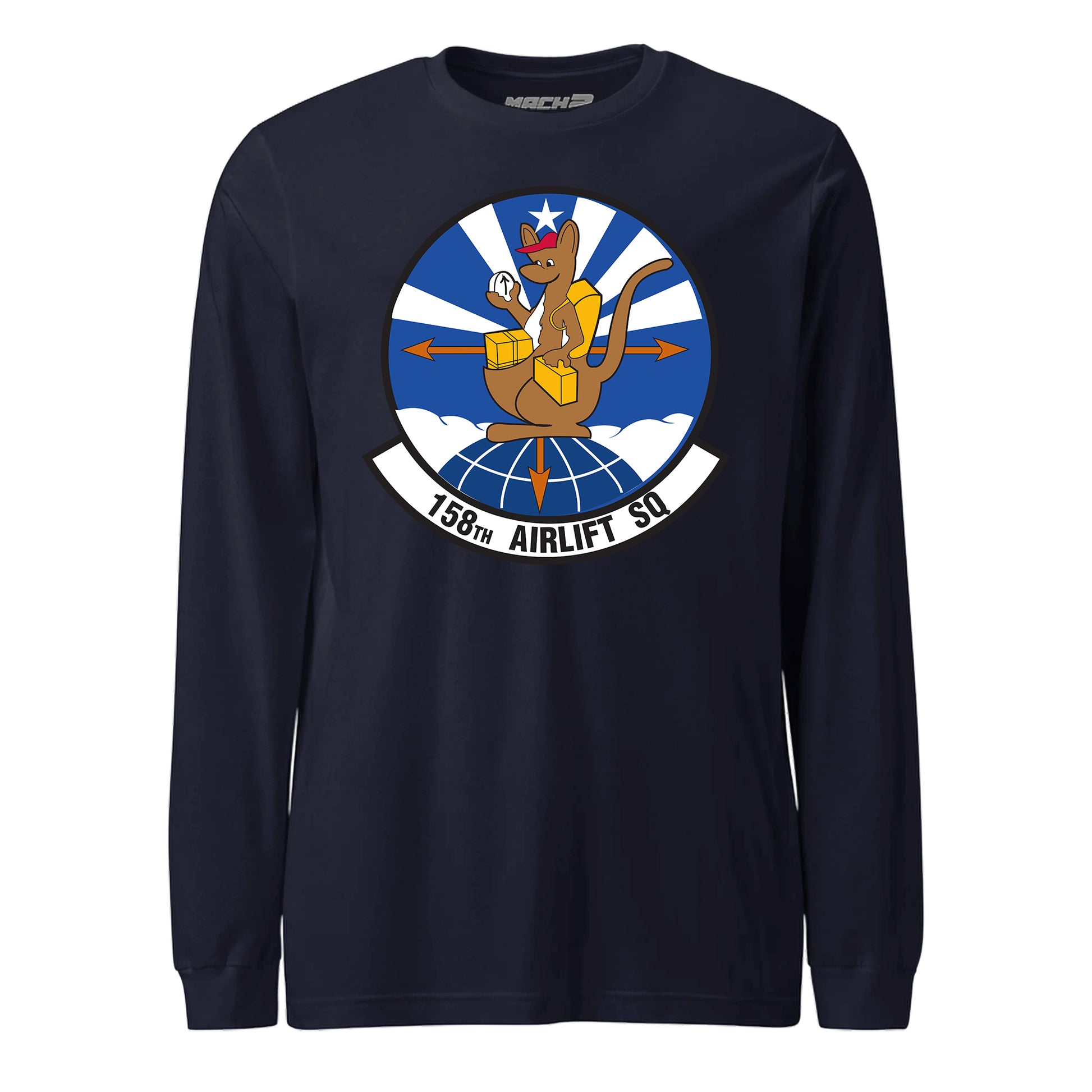 Mach2 Squadron Upload | 158TH AIRLIFT SQUADRON | Long Sleeve | Navy | MACH-LONG-SLEEVE-FRONT-NAVY.jpg