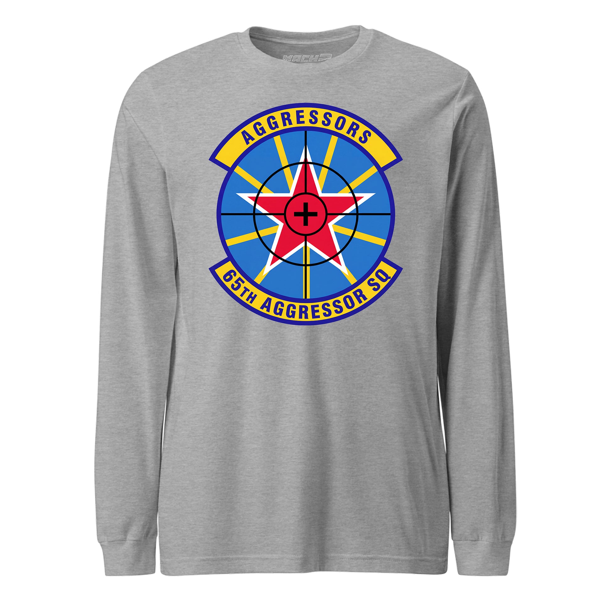 Mach2 Squadron Upload | 65TH AGGRESSOR SQUADRON | Long Sleeve | Heather Grey | MACH-LONG-SLEEVE-FRONT-GREY.jpg