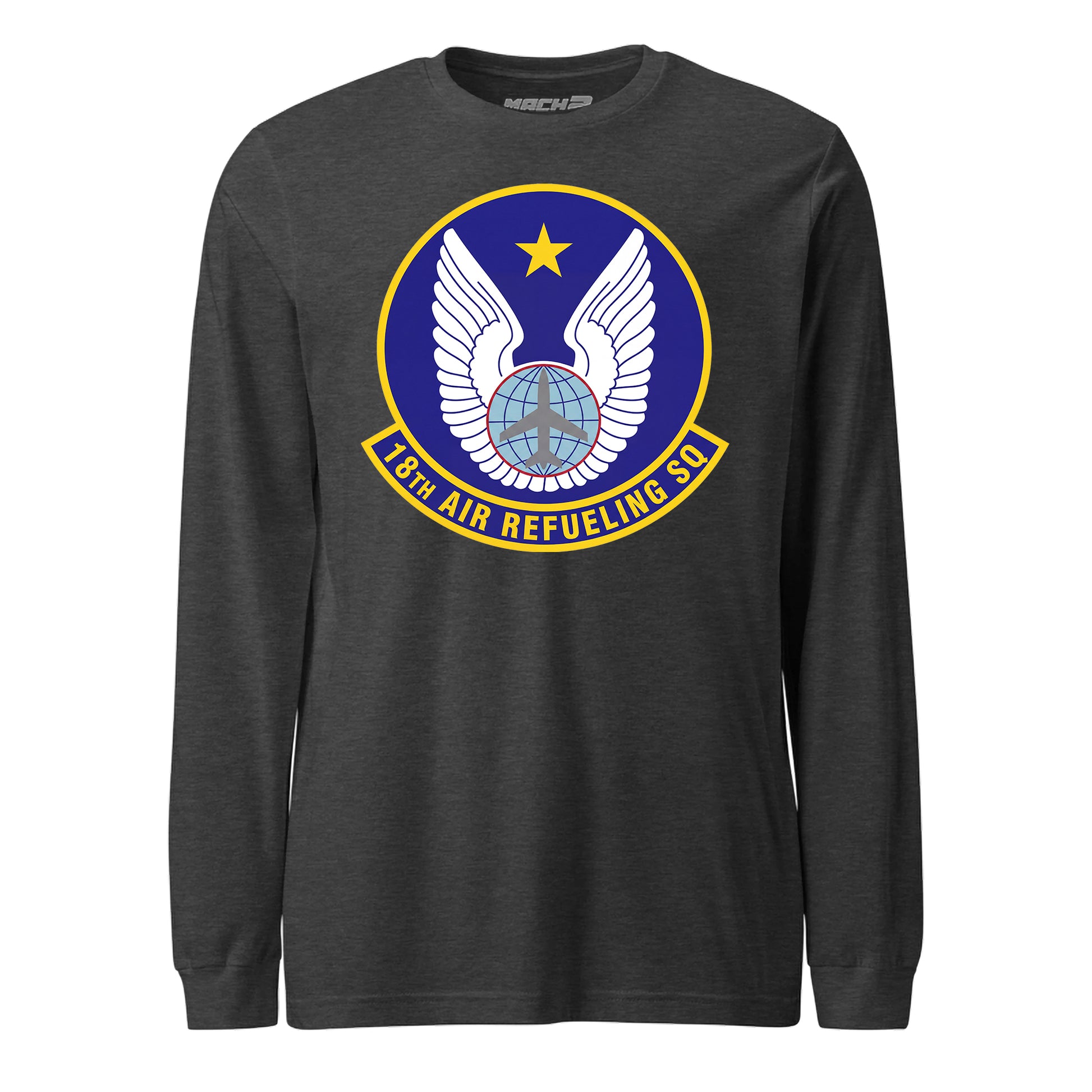 Mach2 Squadron Upload | 18TH AIR REFUELING SQUADRON | Long Sleeve | Charcoal Heather | MACH-LONG-SLEEVE-FRONT-CHARCOAL.jpg