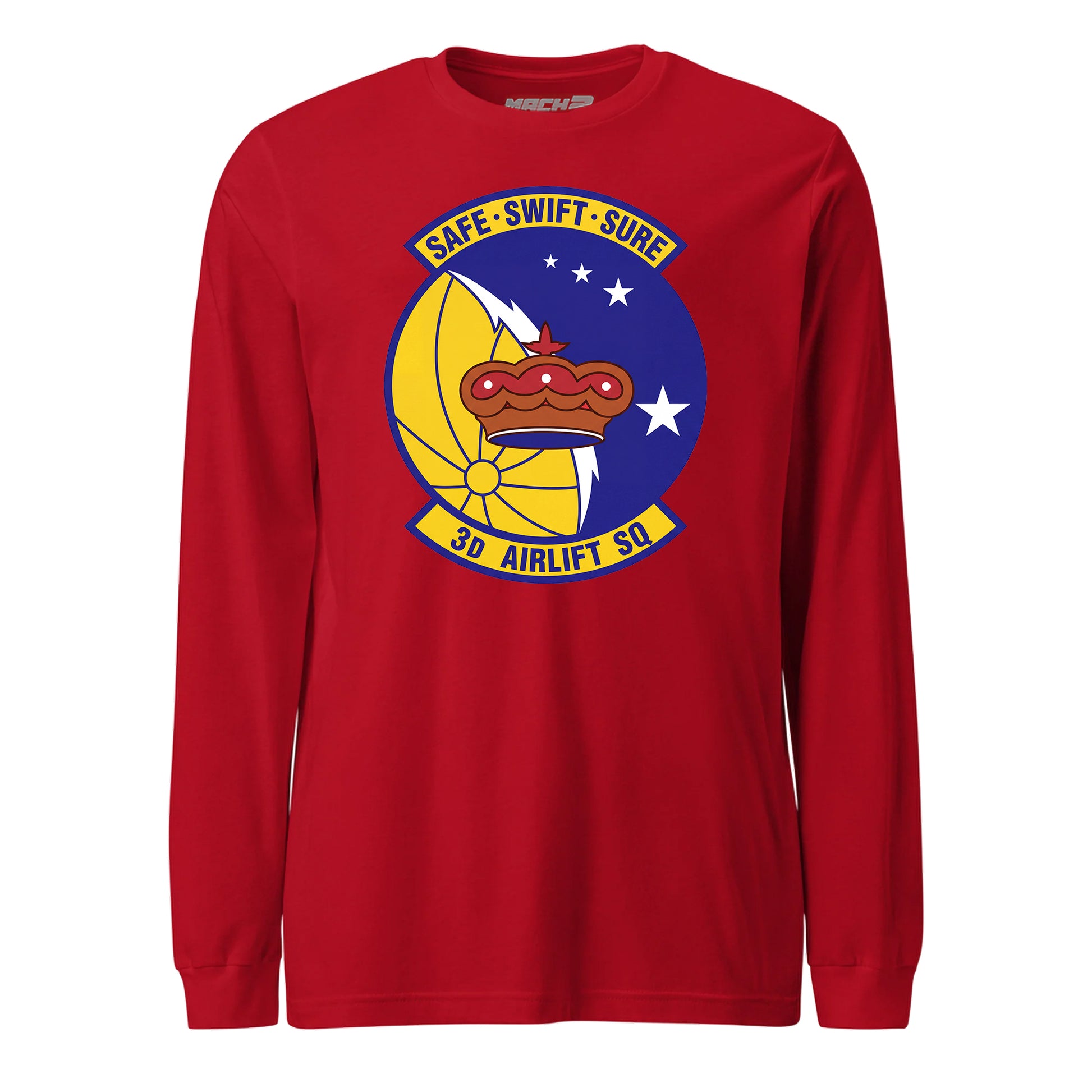 Mach2 Squadron Upload | 3RD AIRLIFT SQUADRON | Long Sleeve | Red | MACH-LONG-SLEEVE-FRONT-RED.jpg