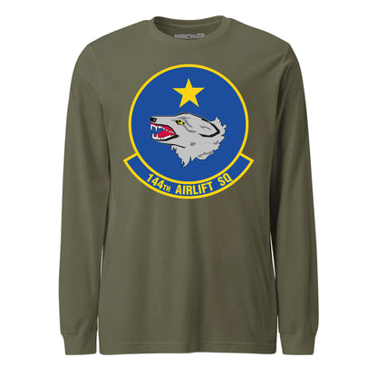 Mach2 Squadron Upload | 144TH AIRLIFT SQUADRON | Long Sleeve | OD Green | MACH-LONG-SLEEVE-FRONT-OD.jpg